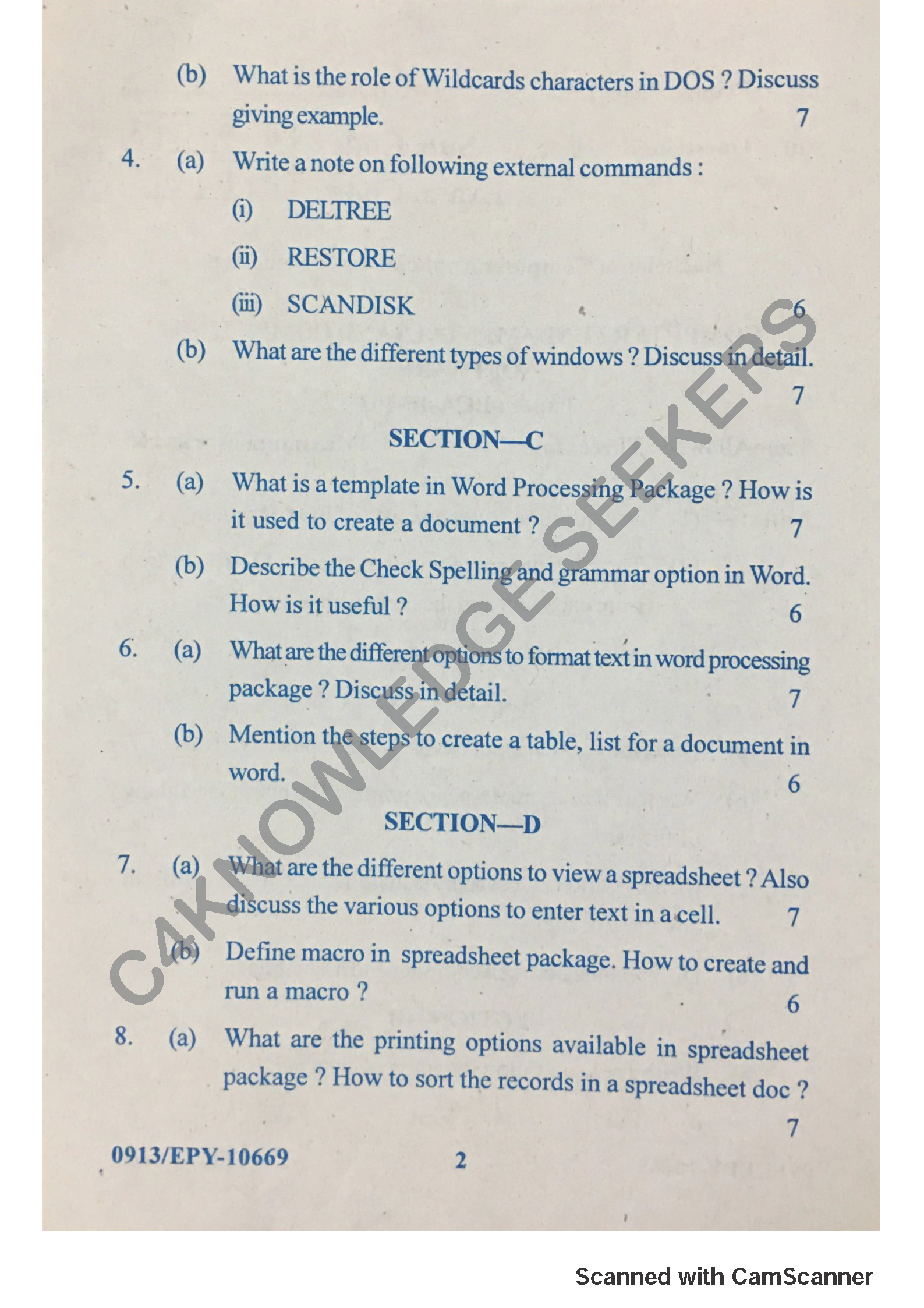 Question Paper 2018