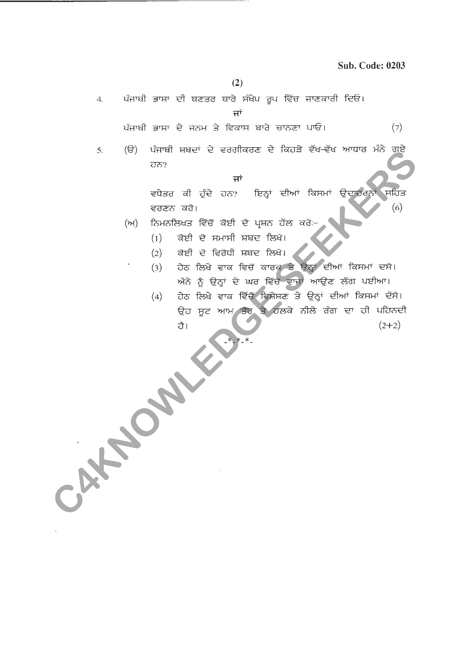 Question Paper 2021