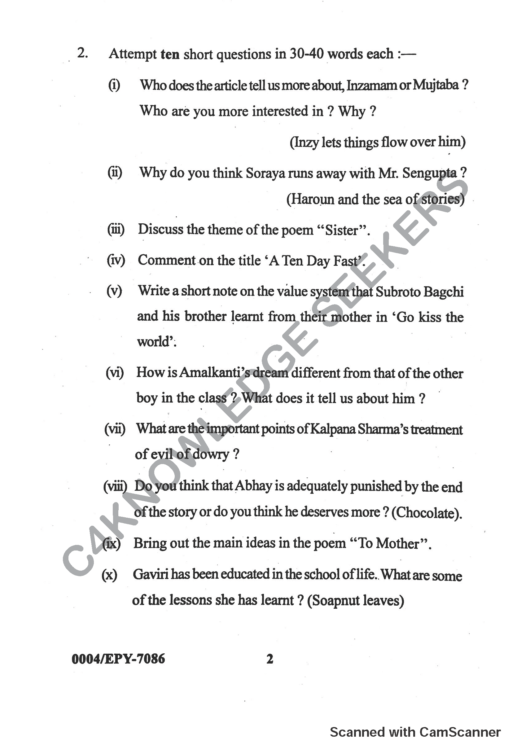 Question Paper 2018