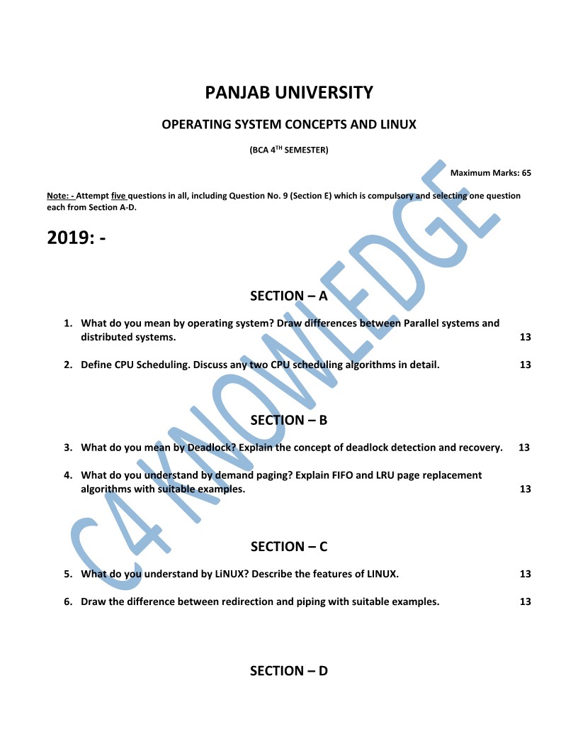 Question Paper 2019