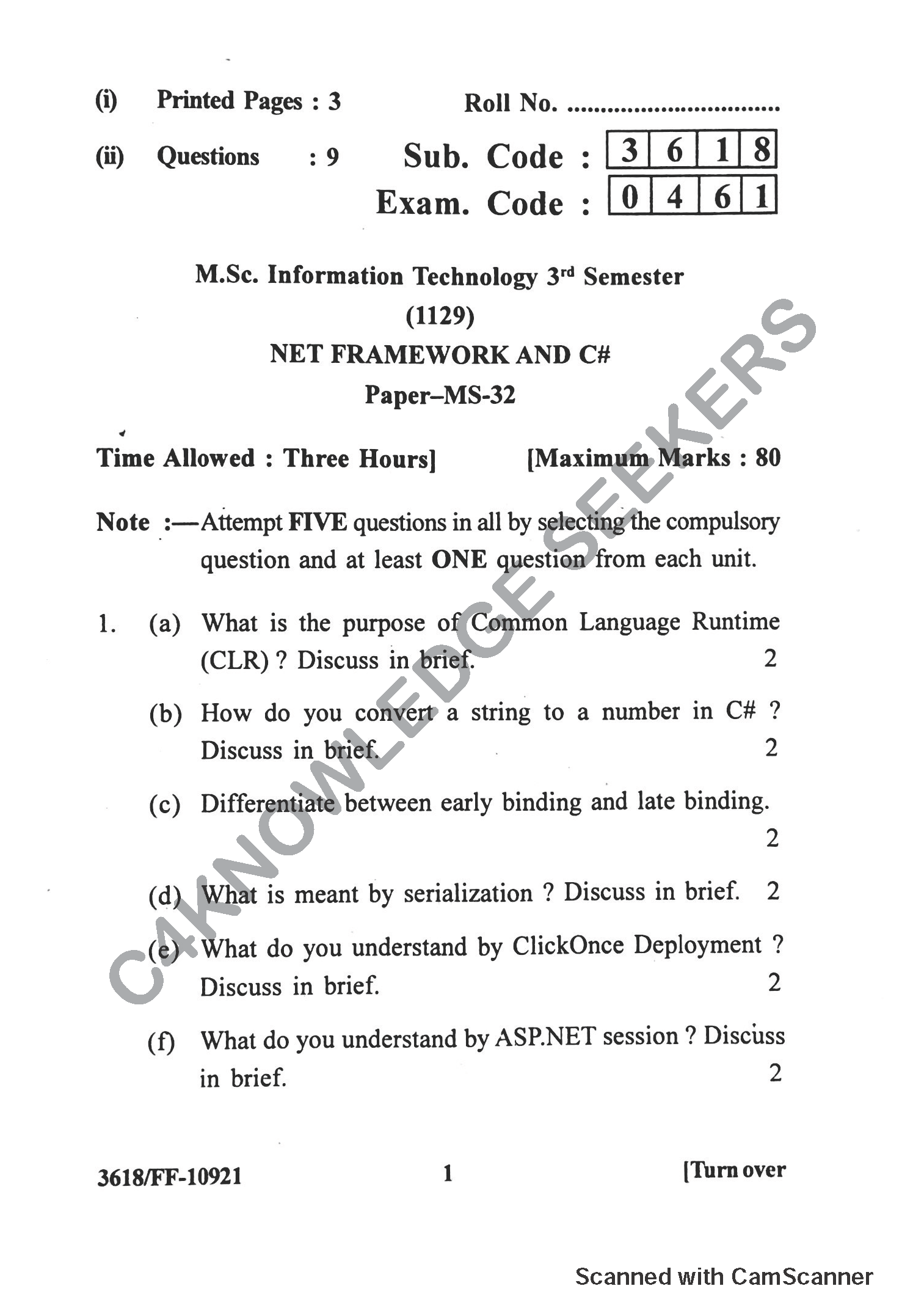 Question Paper 2019