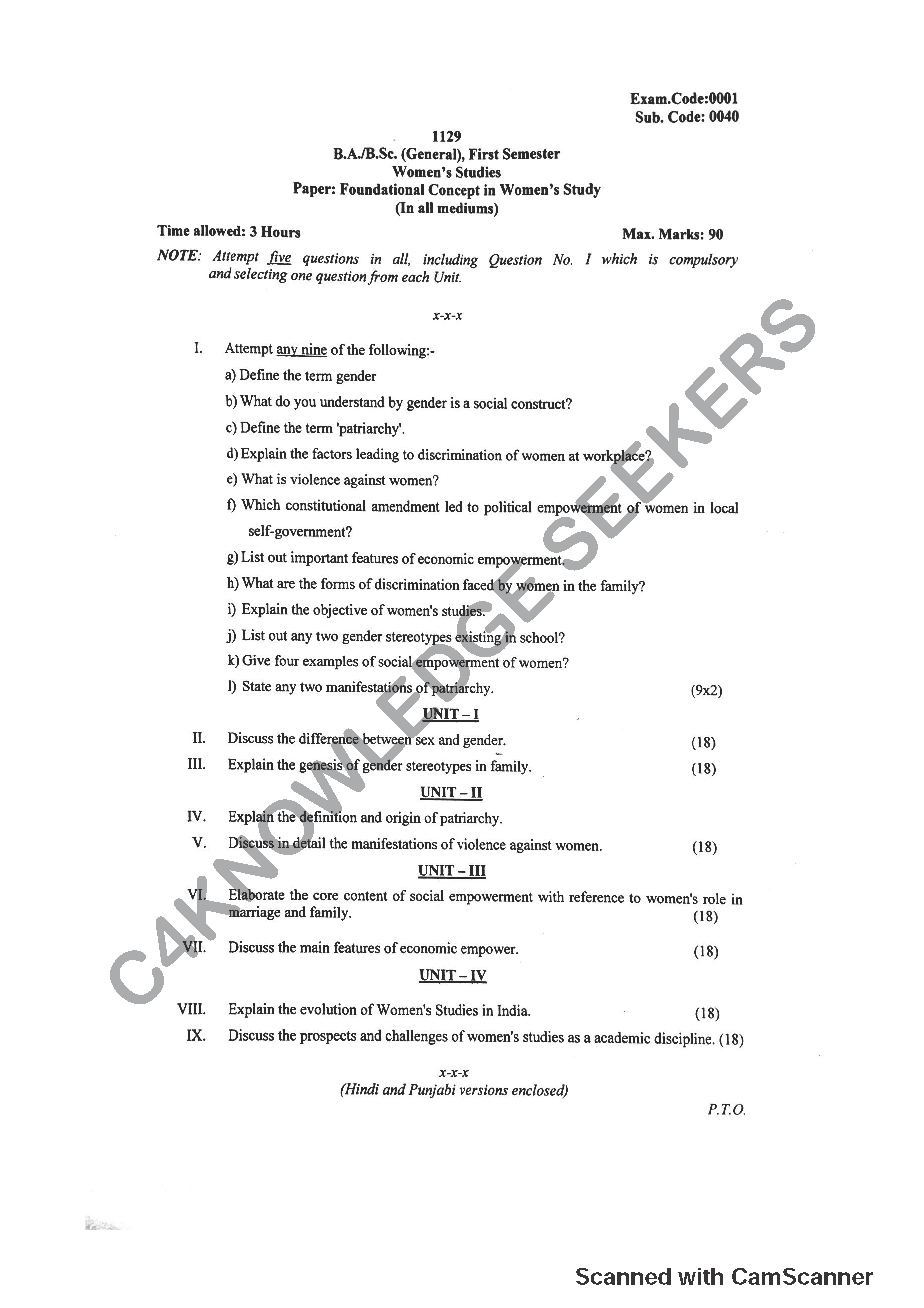 Question Paper 2019