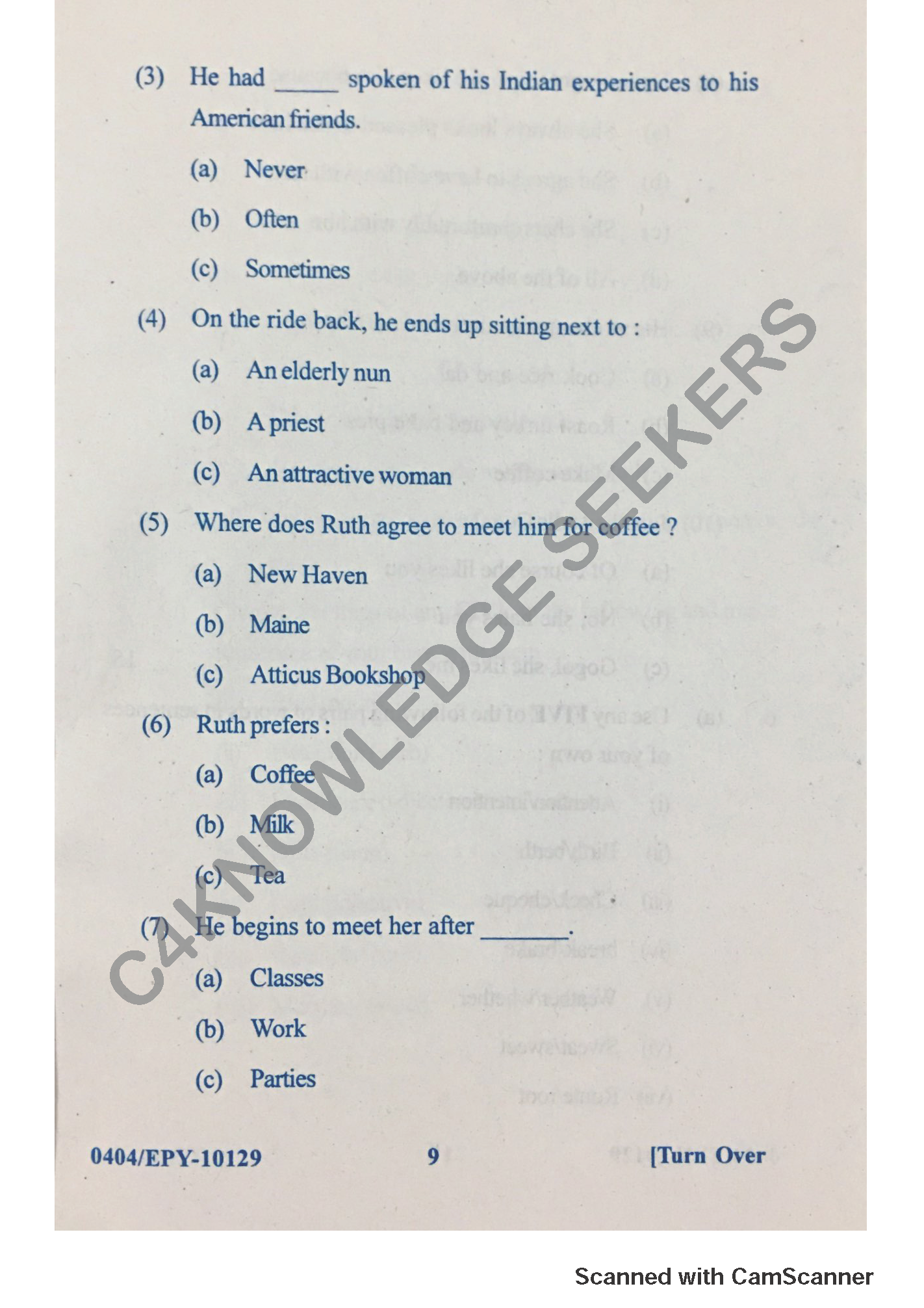 Question Paper 2018