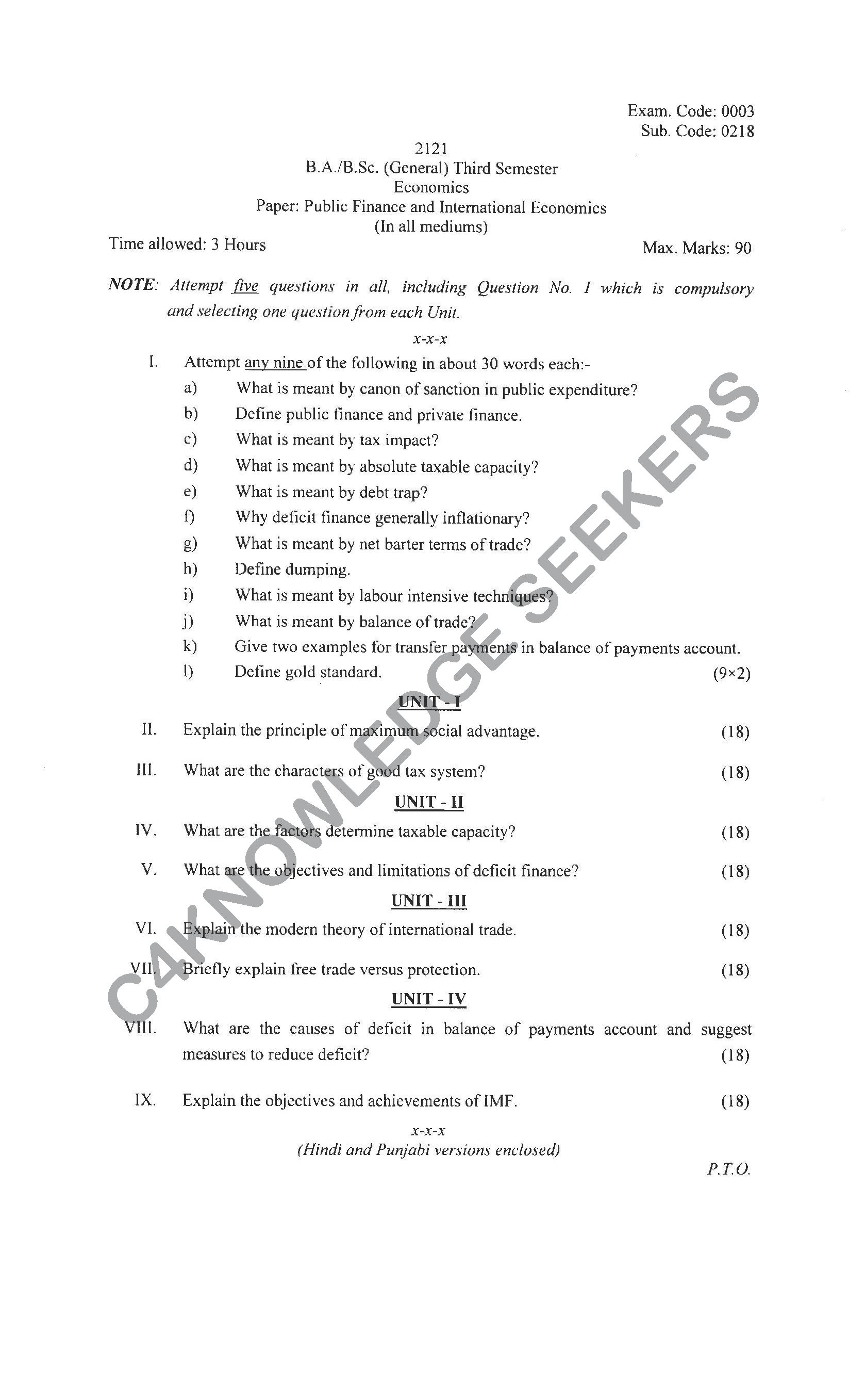 Question Paper 2021