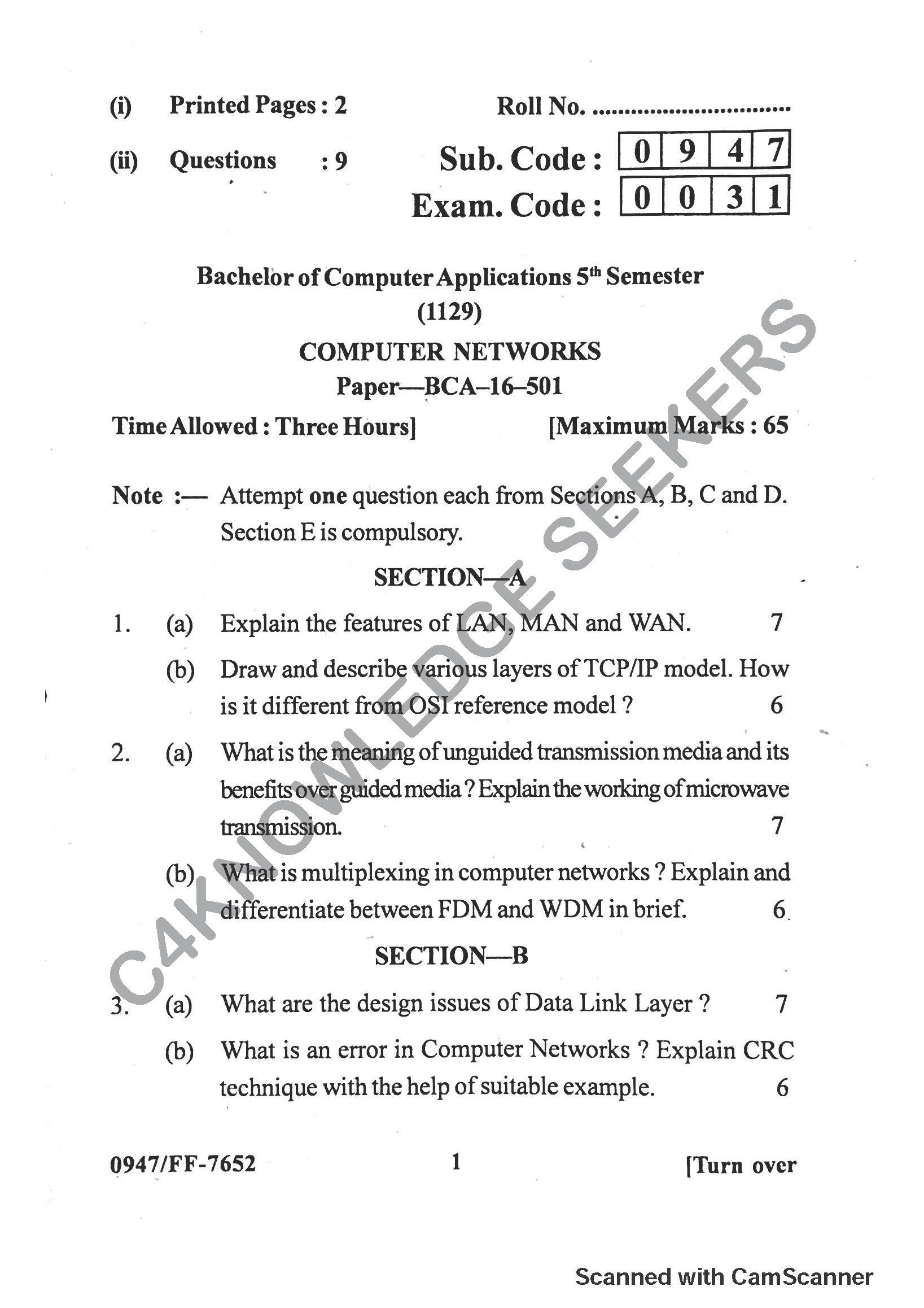 Question Paper 2019