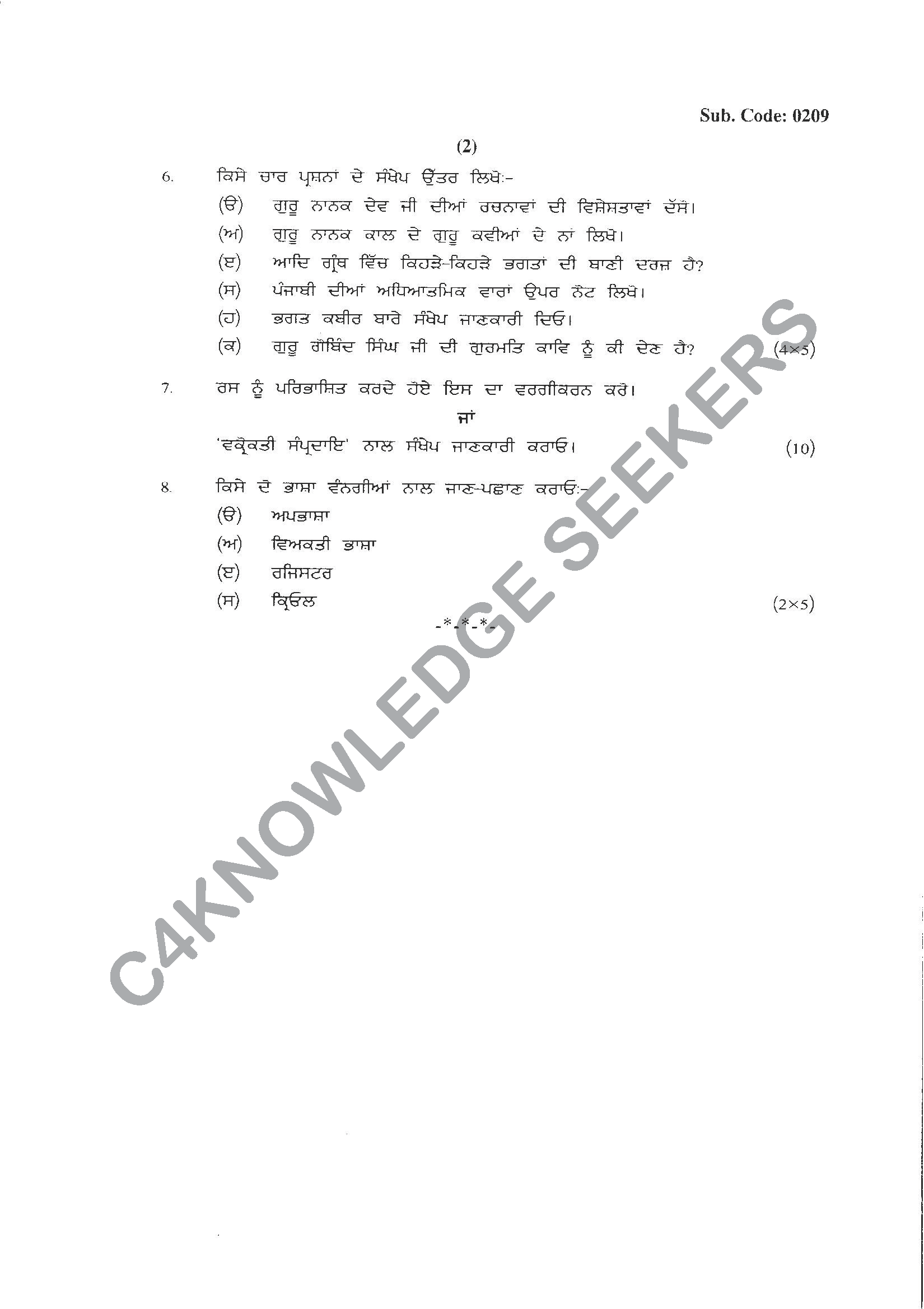 Question Paper 2021