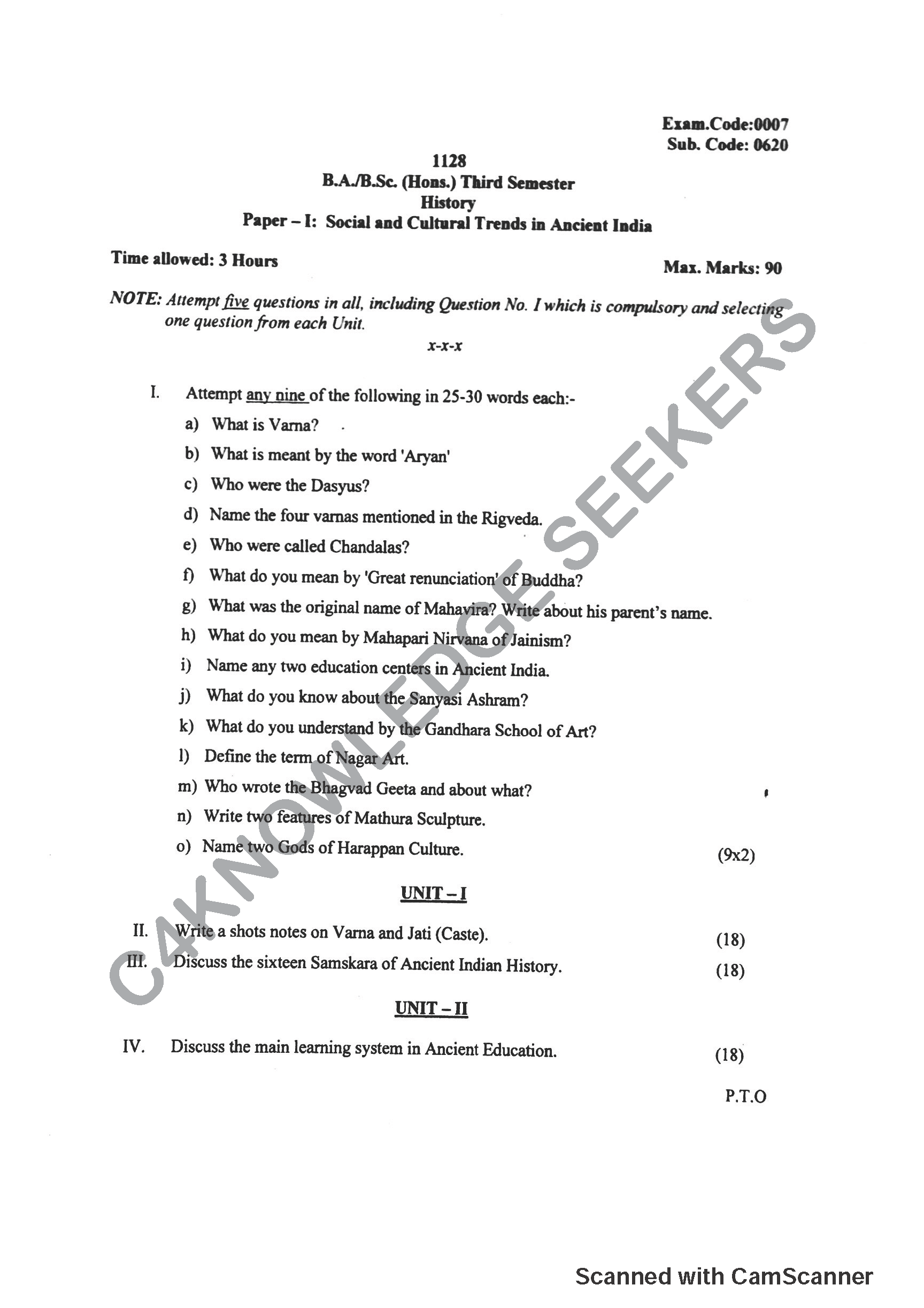 Question Paper 2018