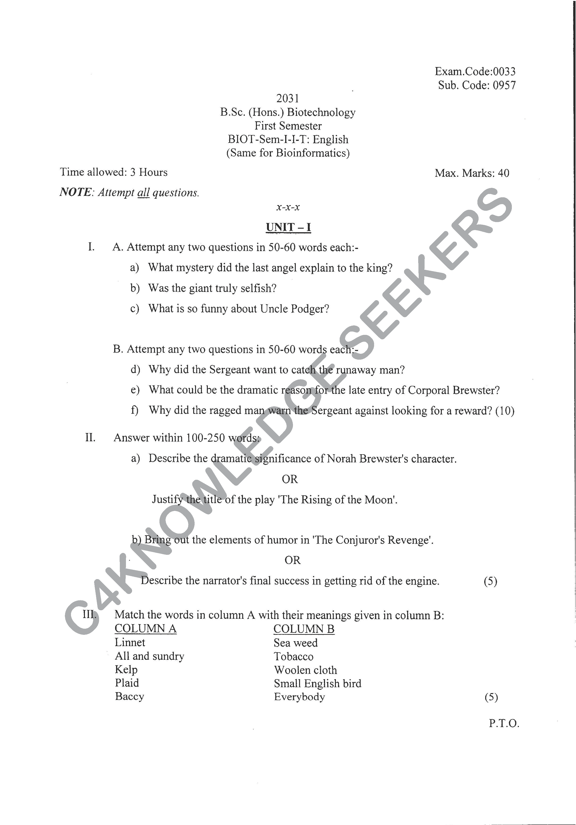 Question Paper 2020