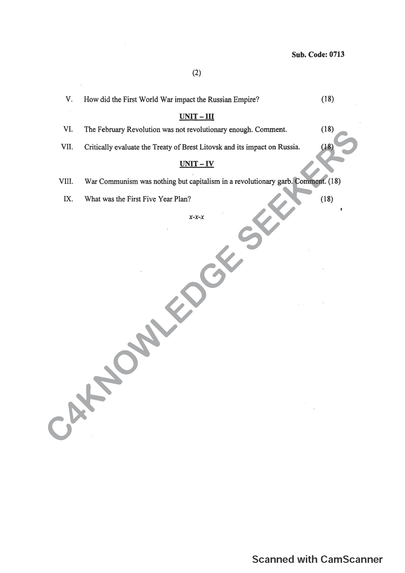 Question Paper 2018