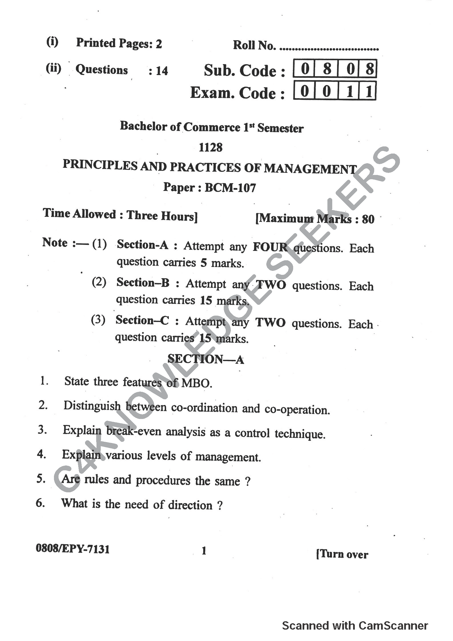 Question Paper 2018