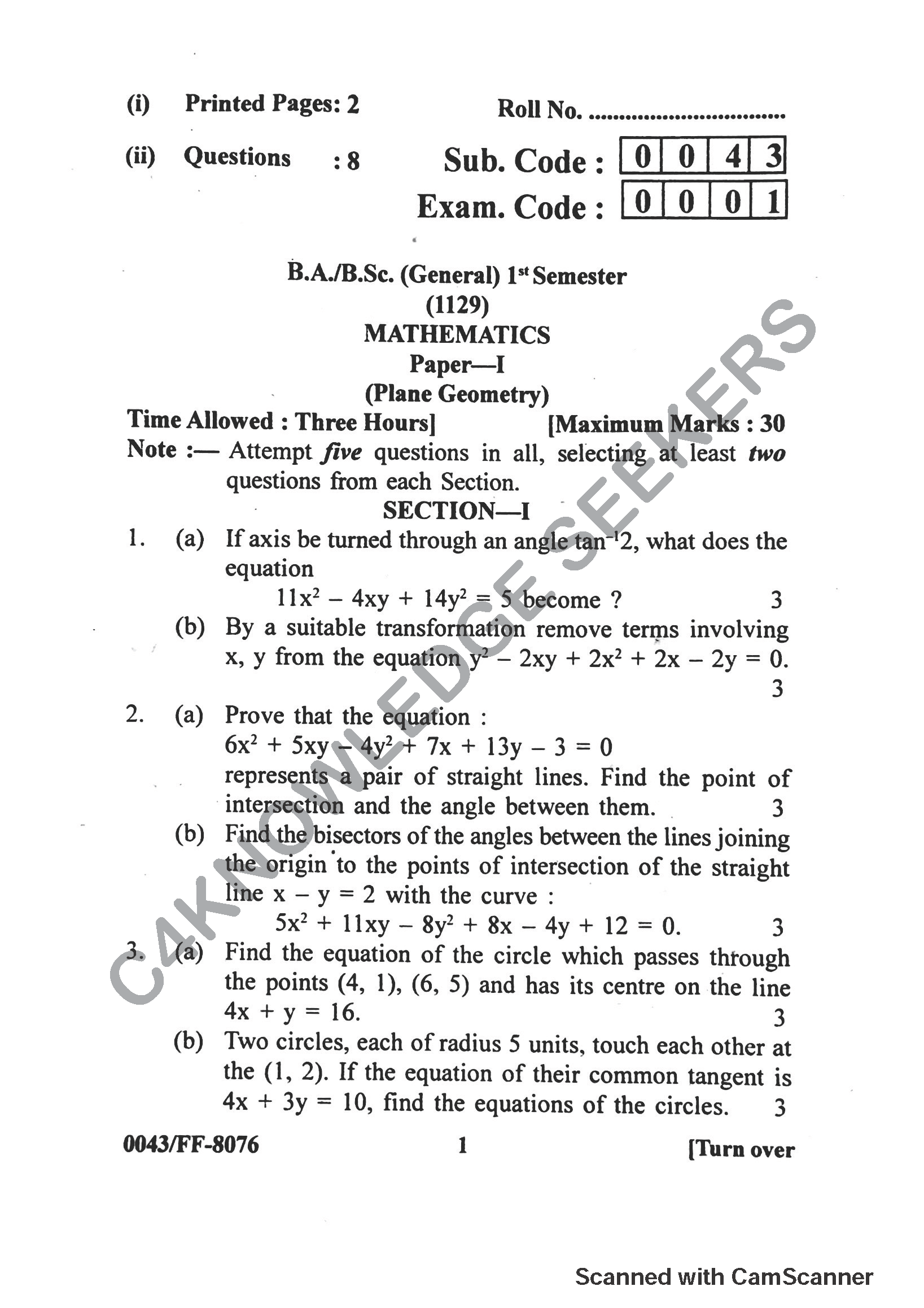 Question Paper 2019
