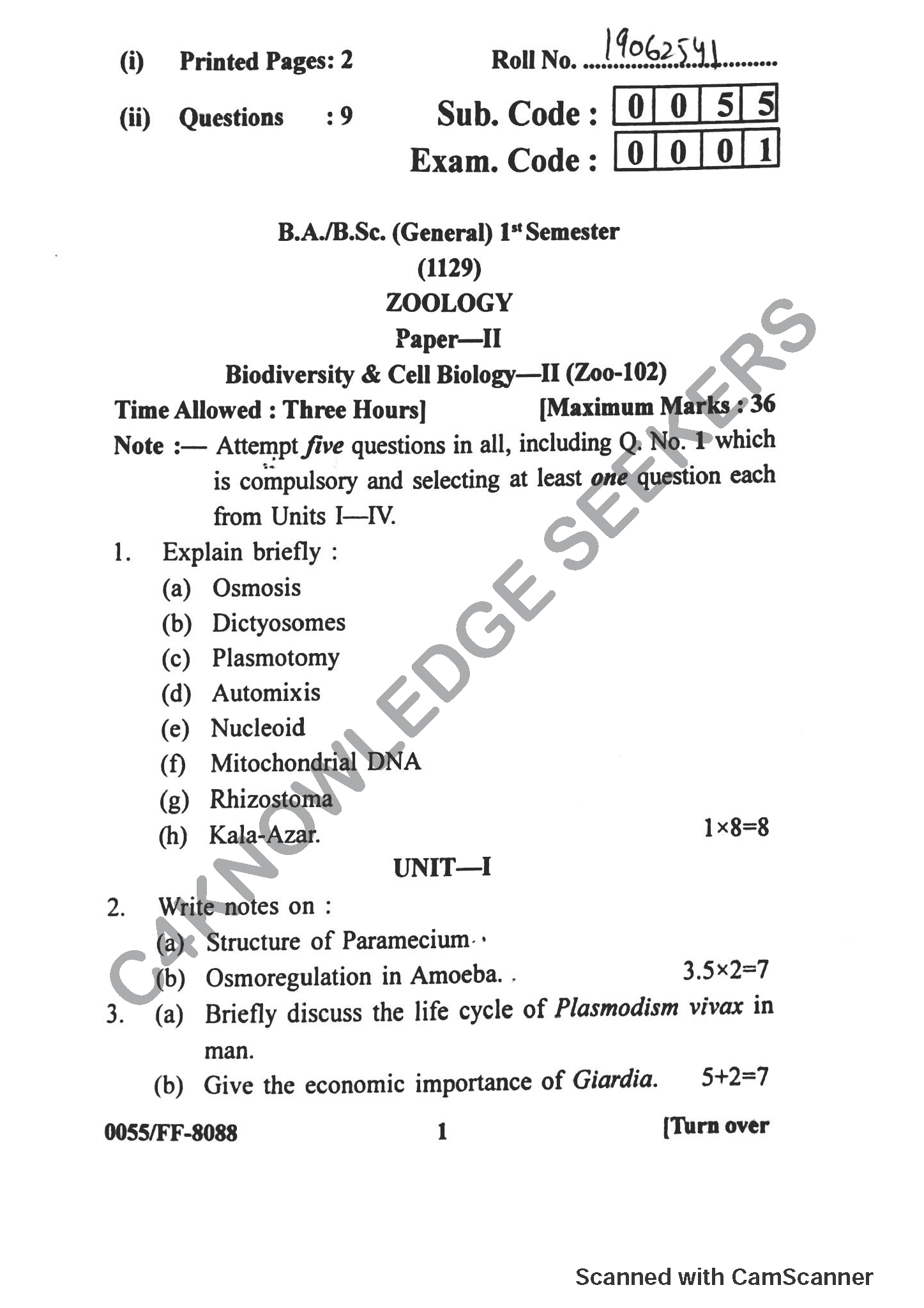 Question Paper 2019