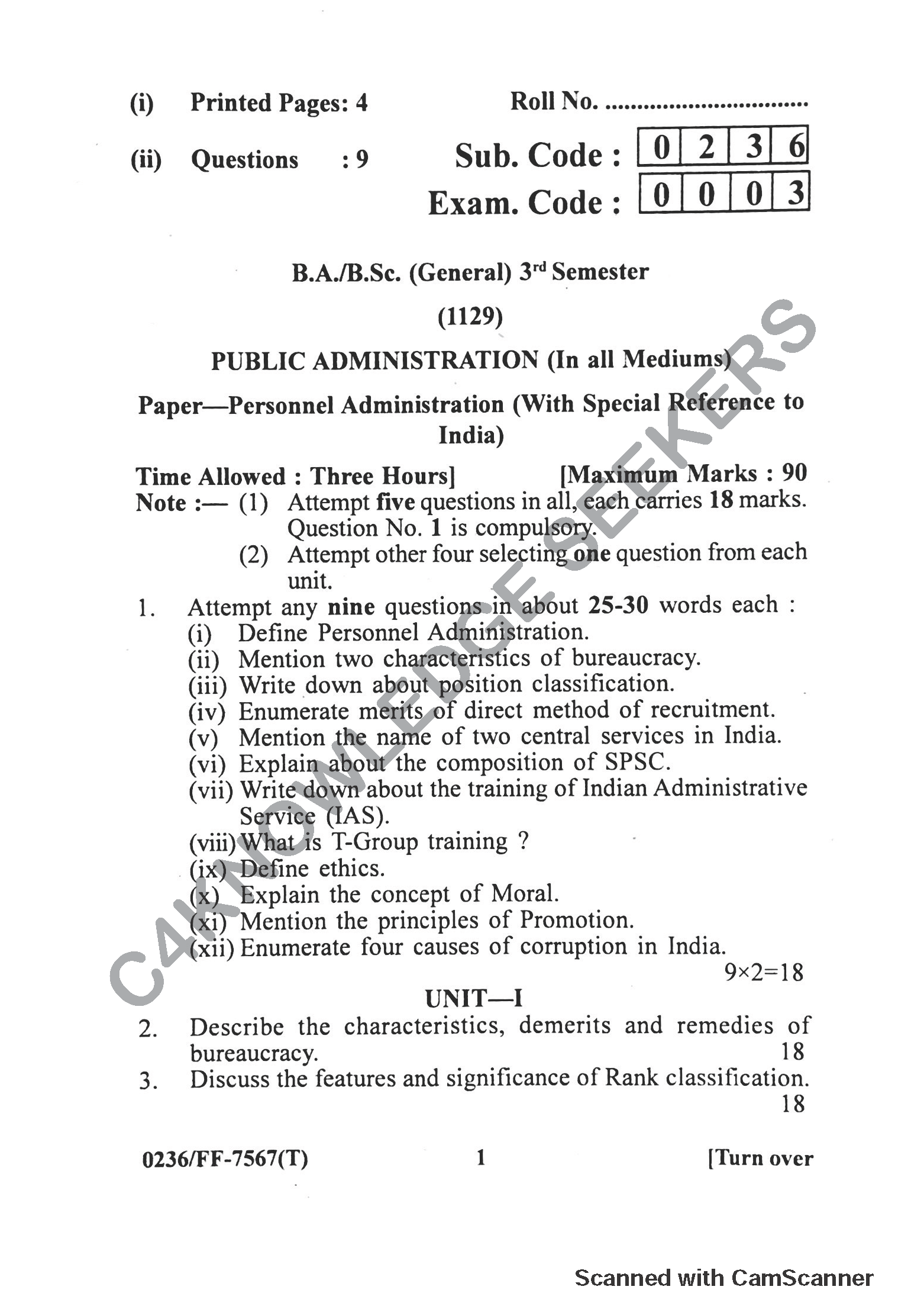 Question Paper 2019
