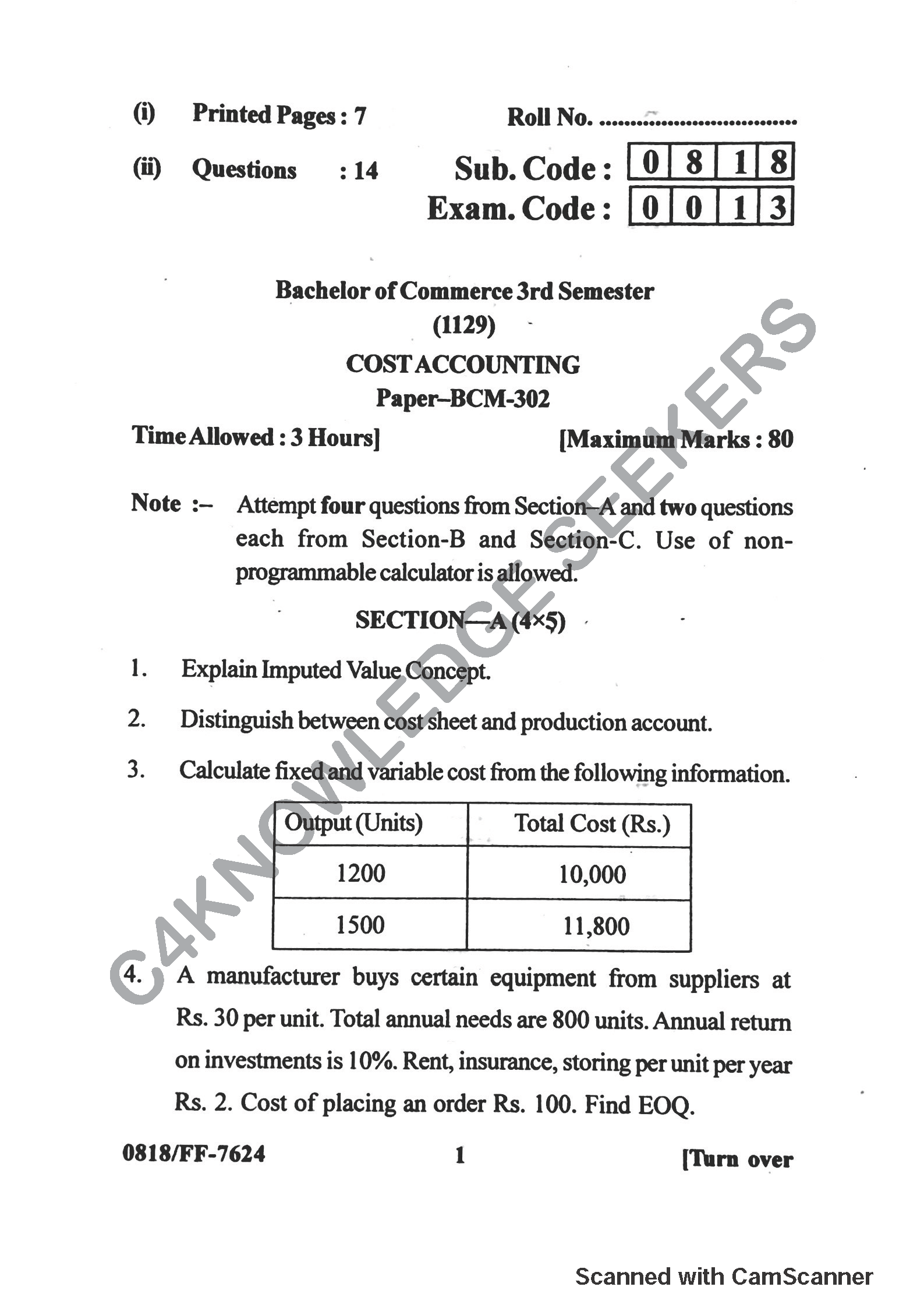 Question Paper 2019