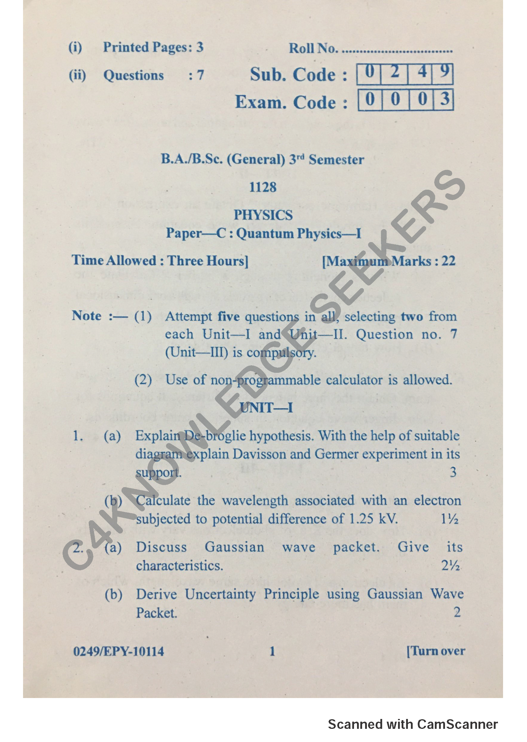 Question Paper 2018
