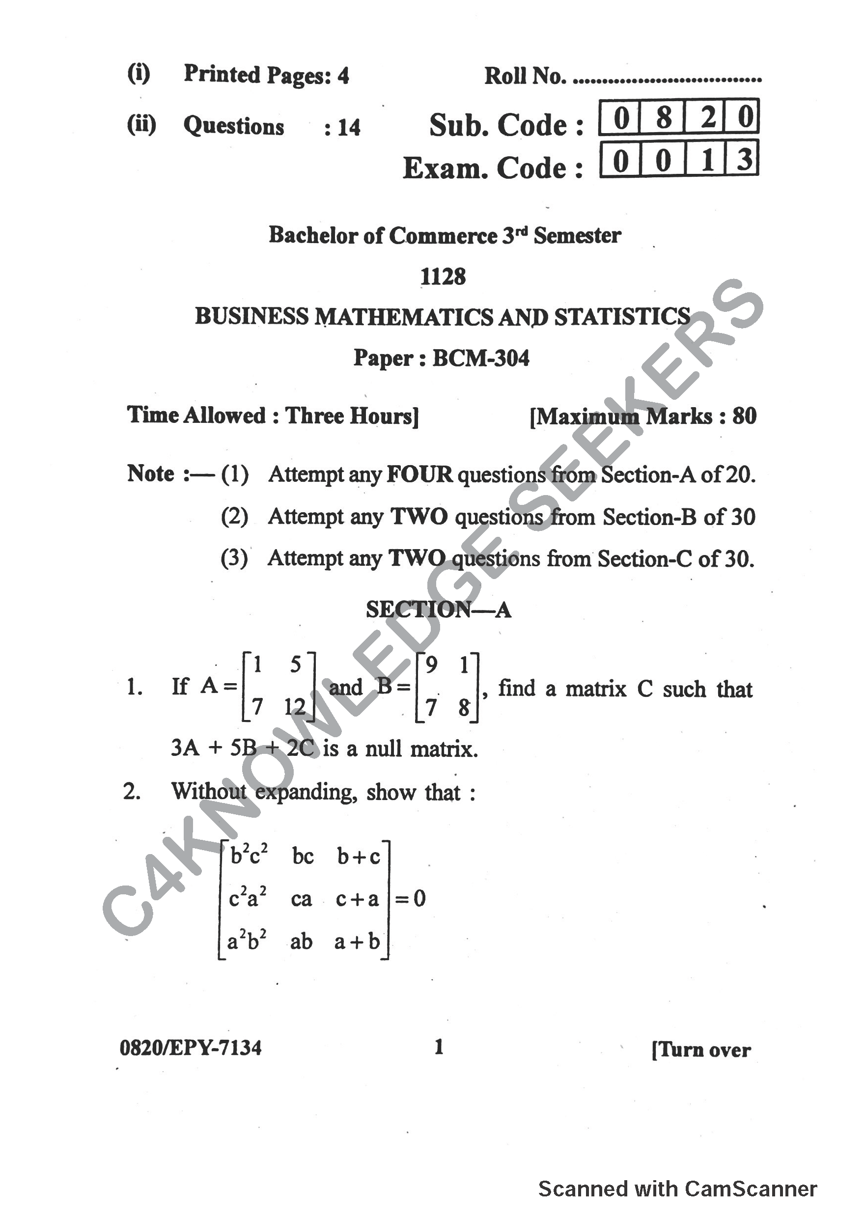 Question Paper 2018