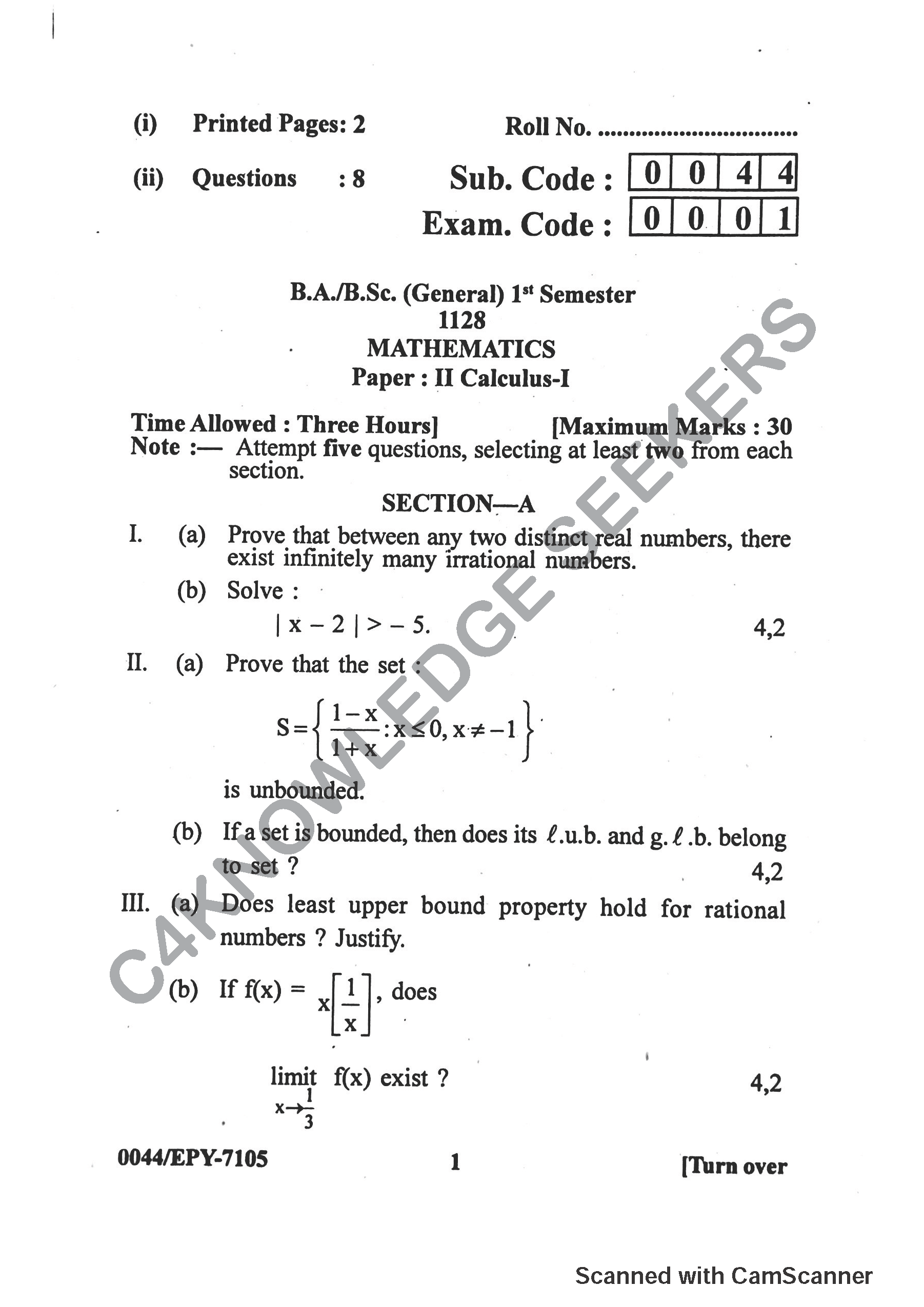 Question Paper 2018