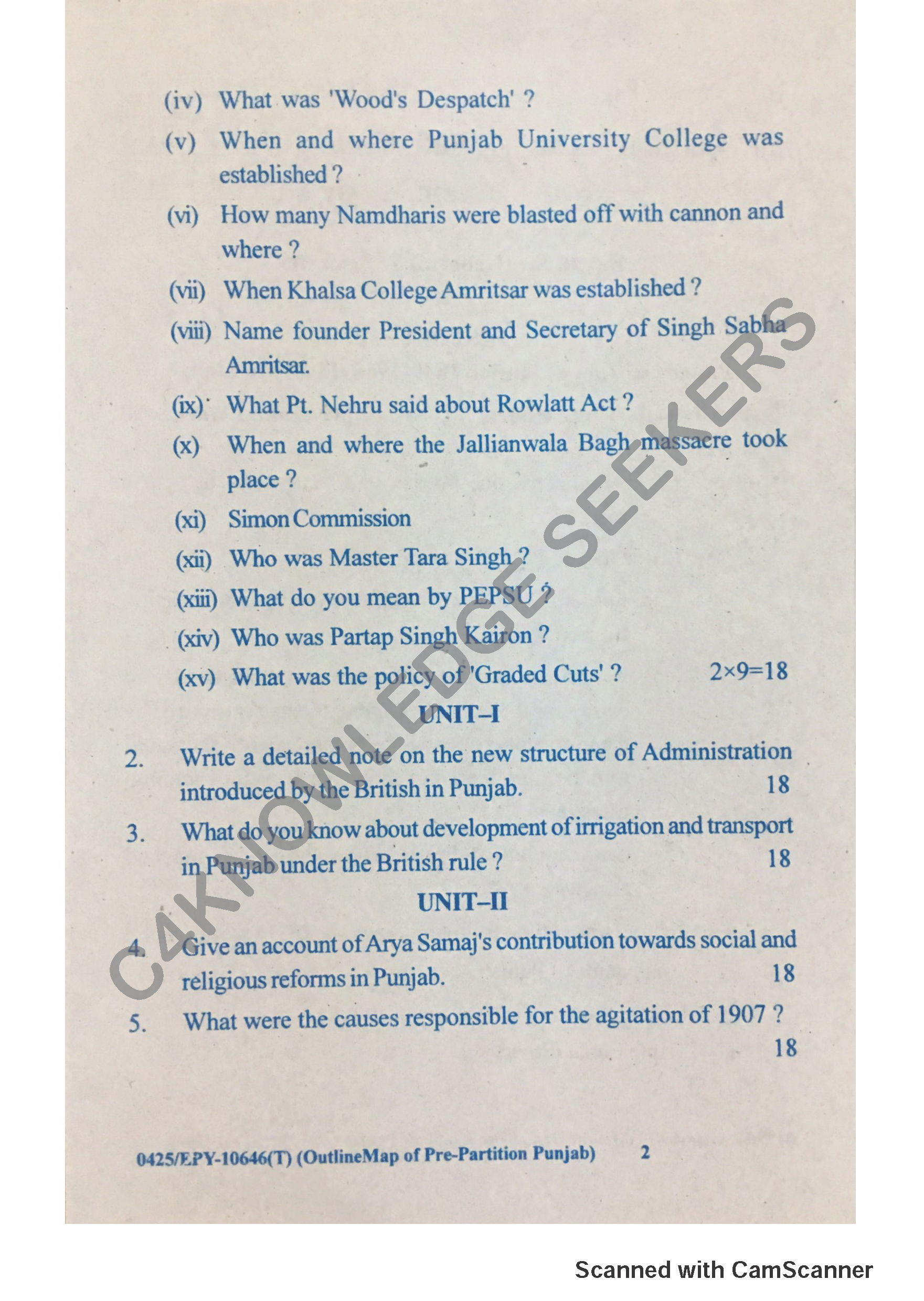 Question Paper 2018