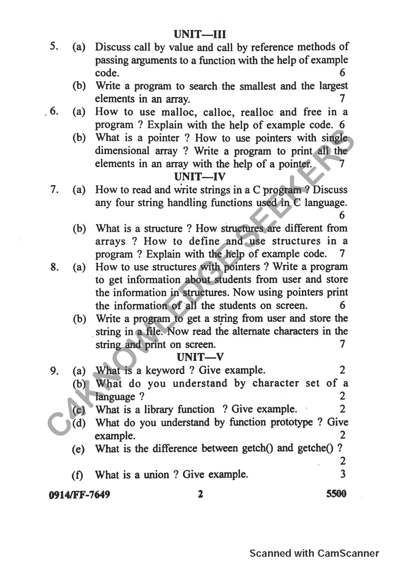 Question Paper 2019