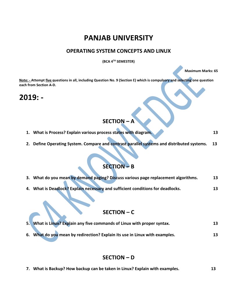 Question Paper 2018