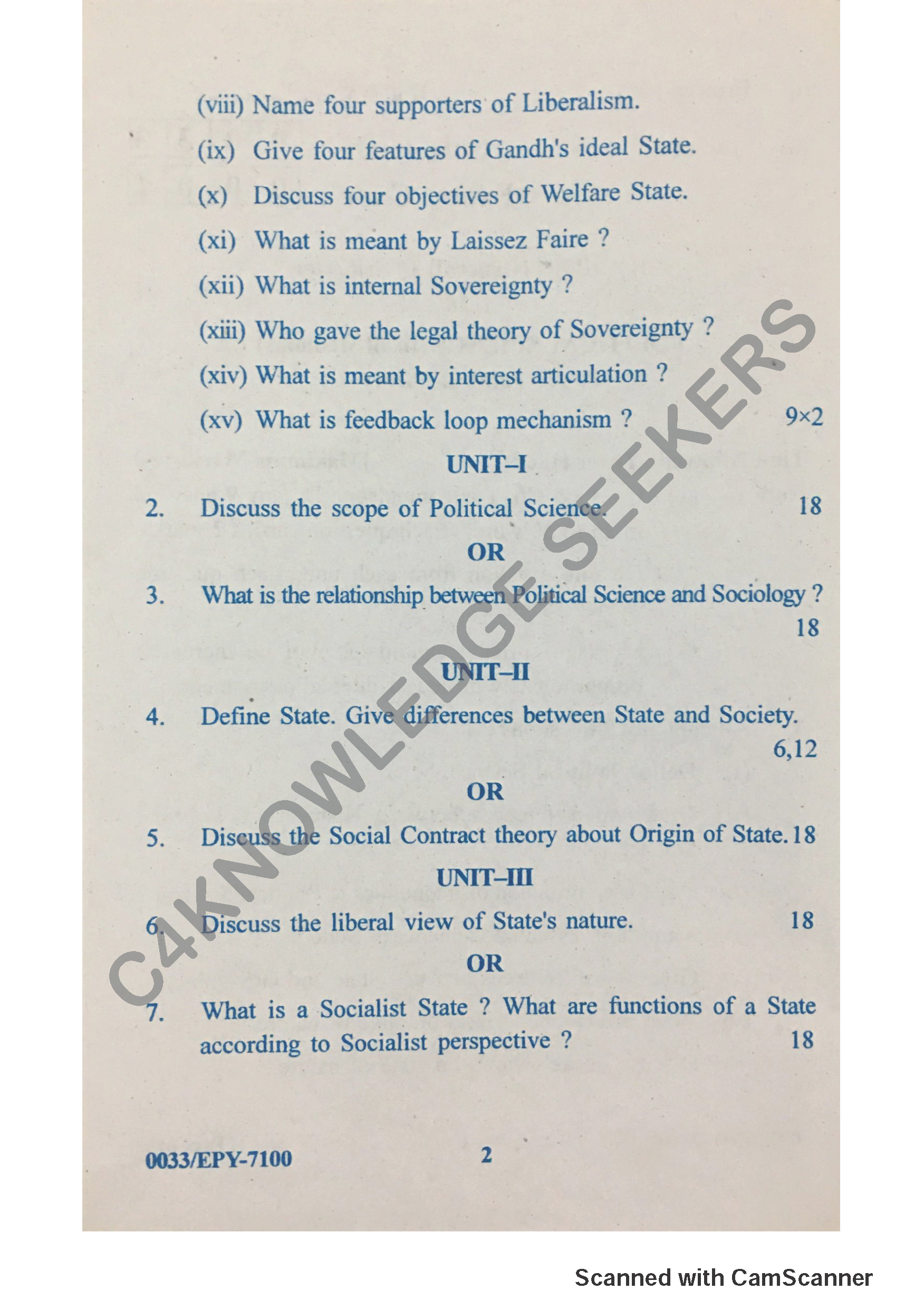 Question Paper 2018