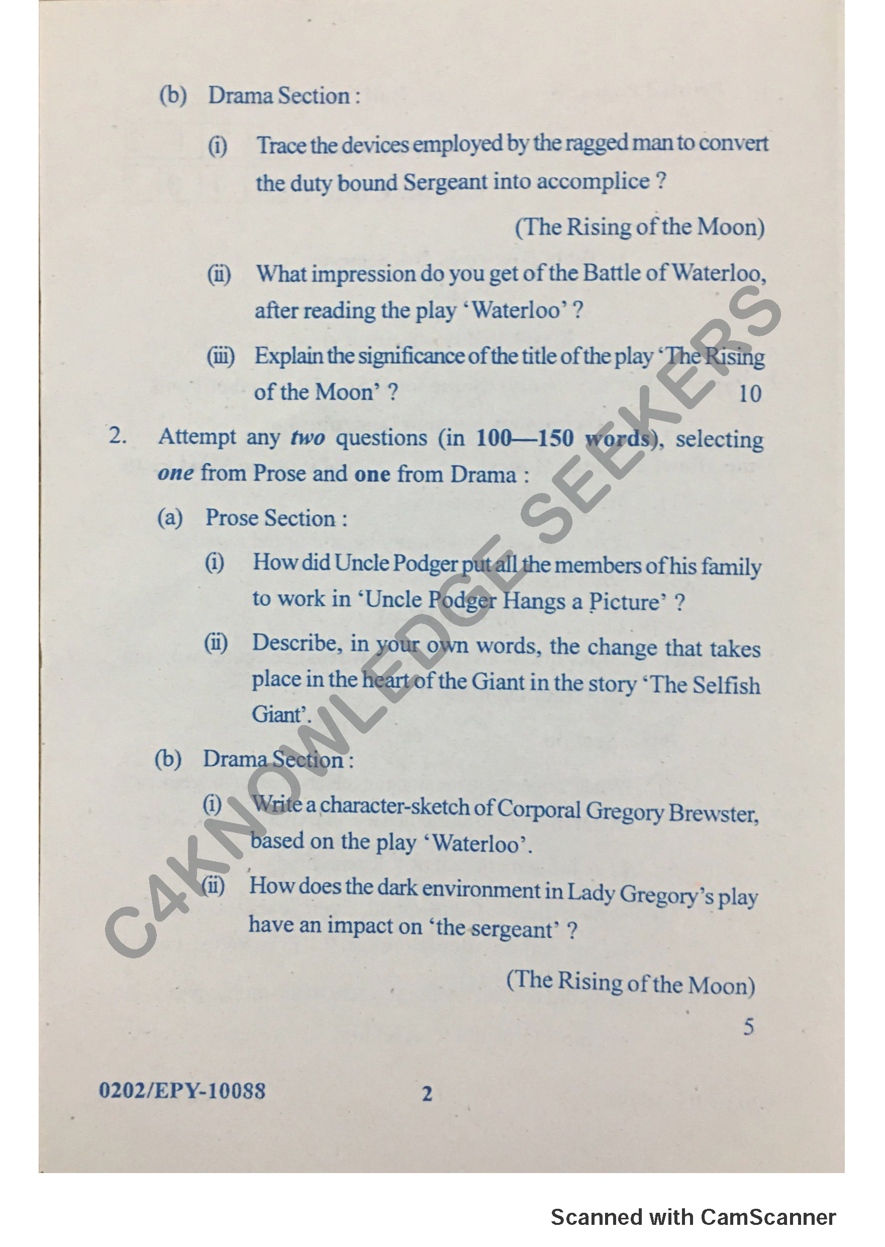 Question Paper 2018