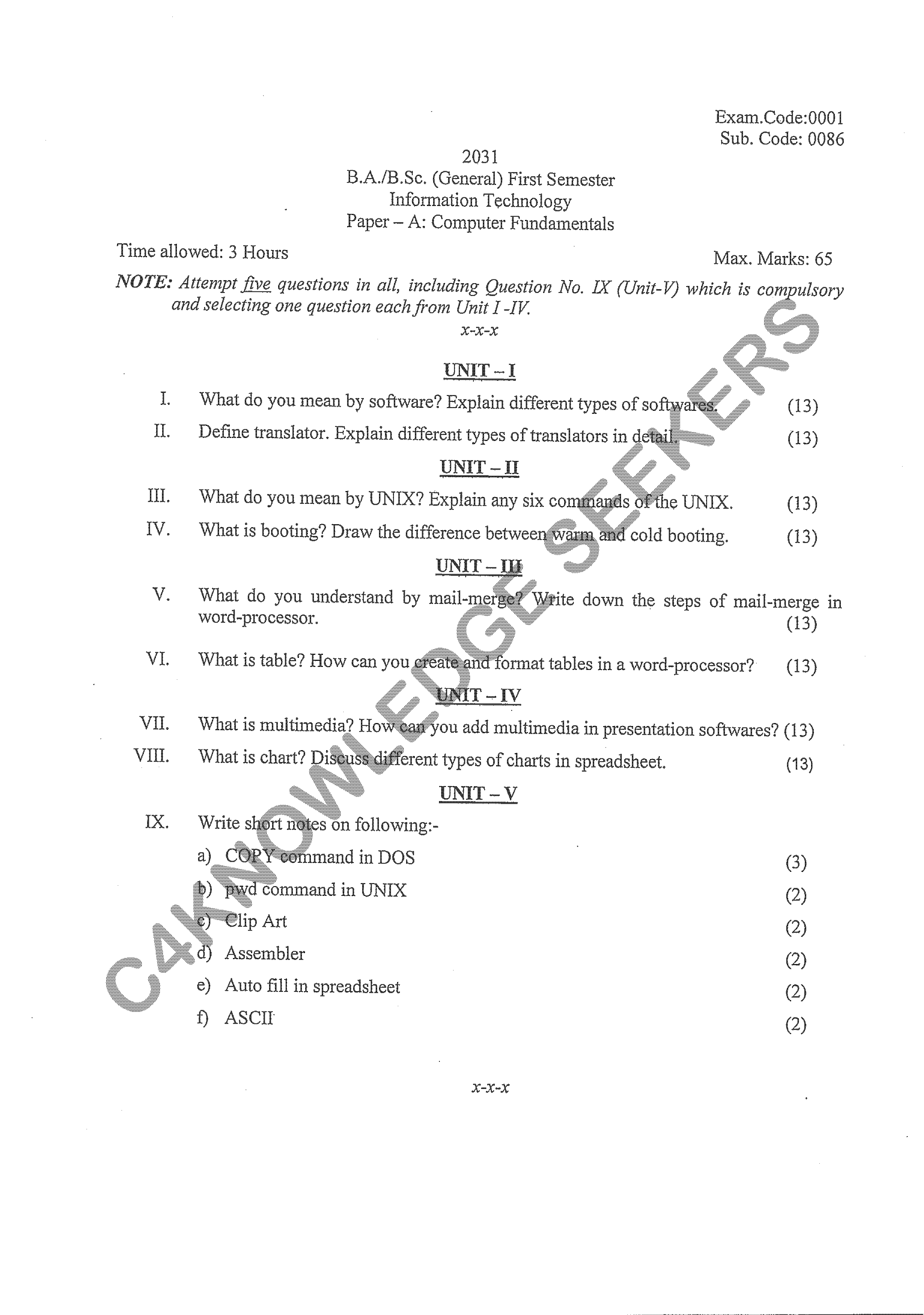 Question Paper 2020