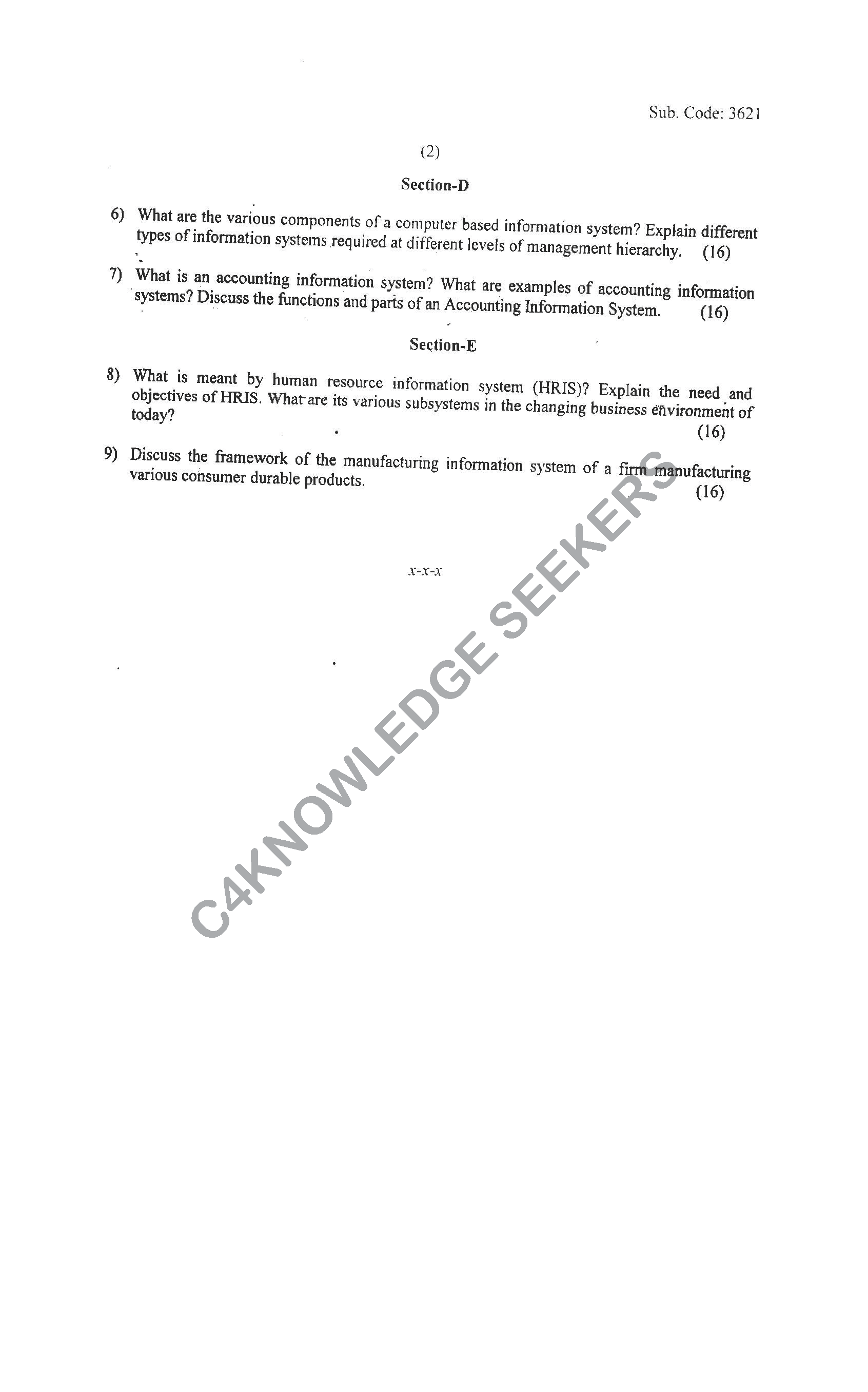 Question Paper 2021
