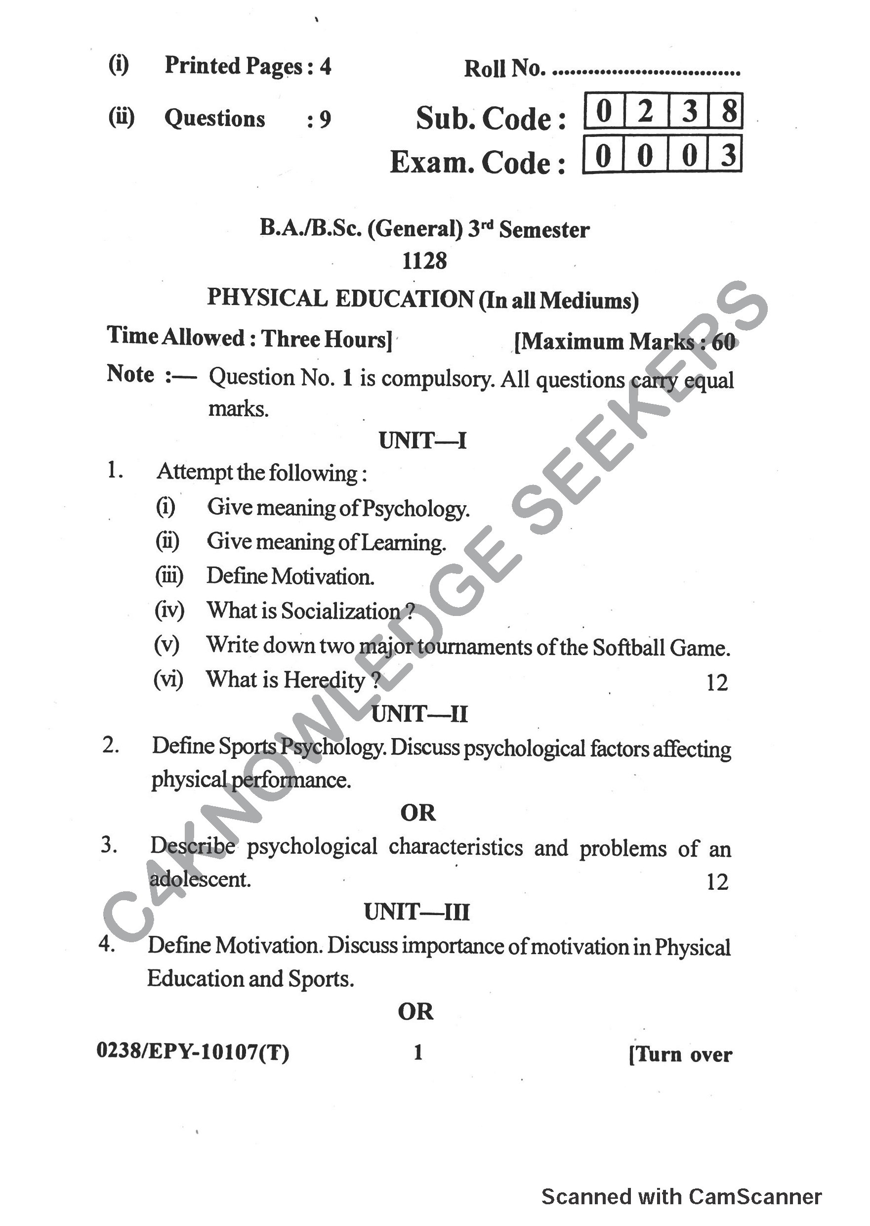 Question Paper 2018