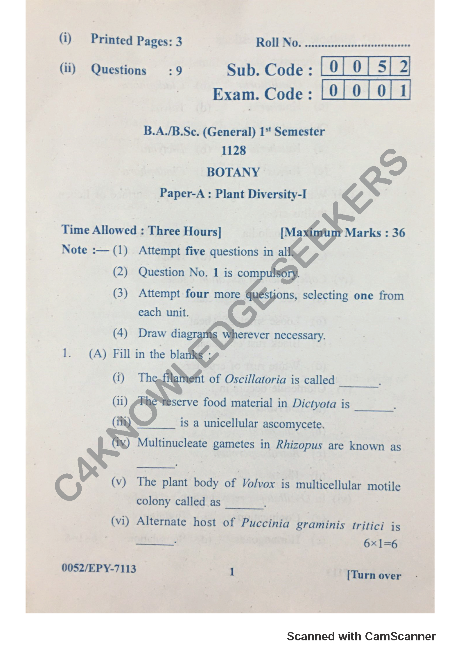 Question Paper 2018