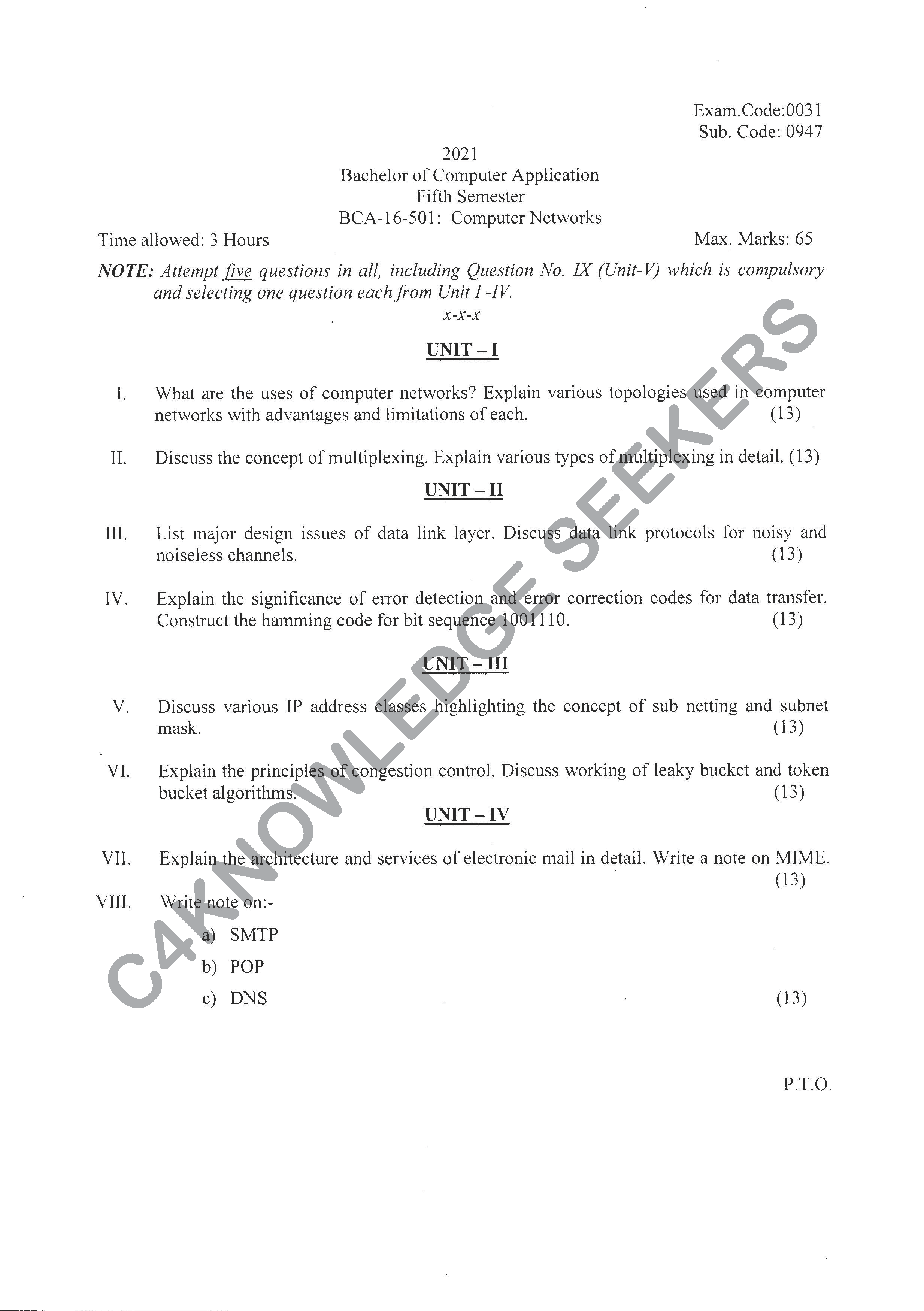 Question Paper 2020