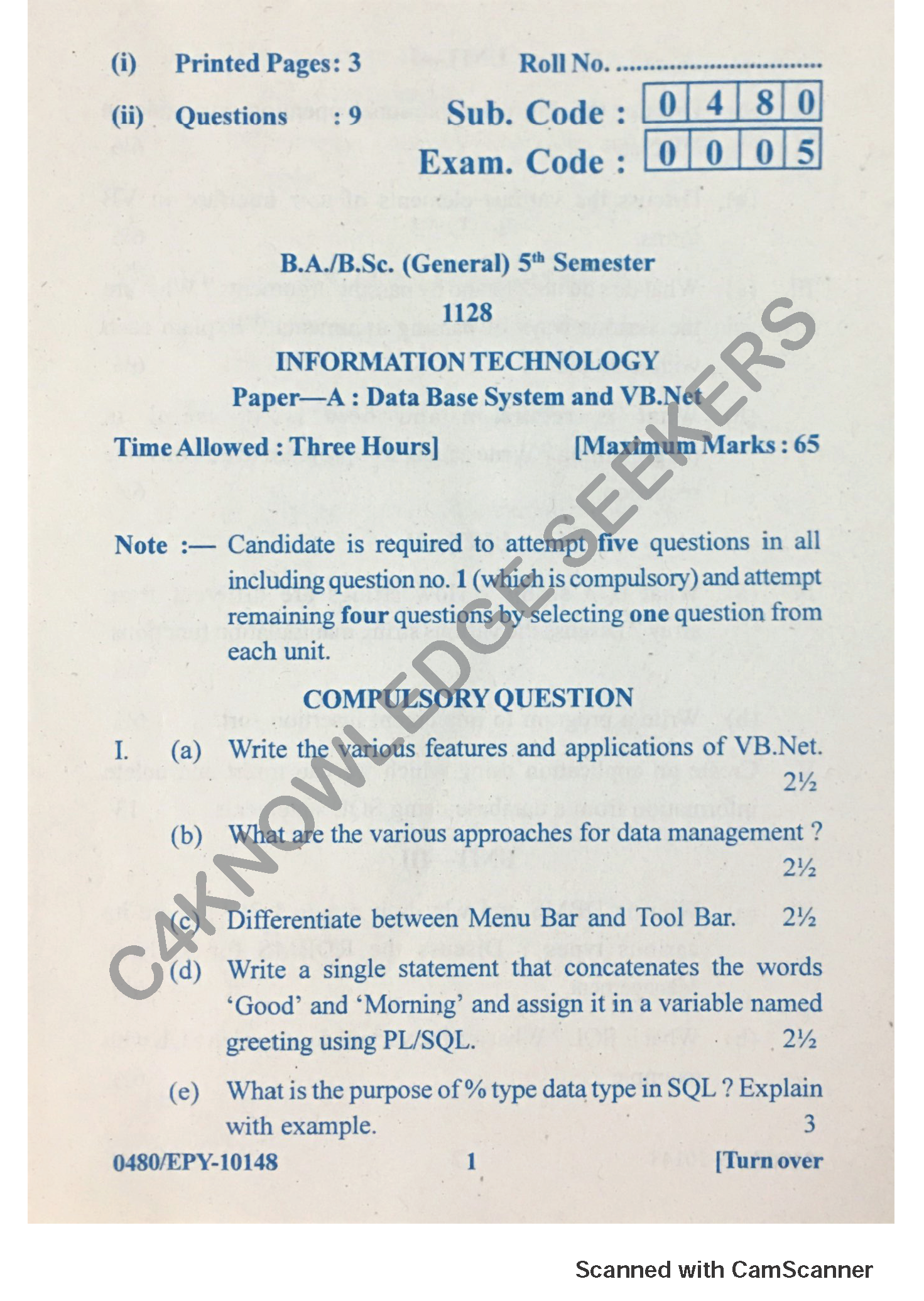 Question Paper 2018