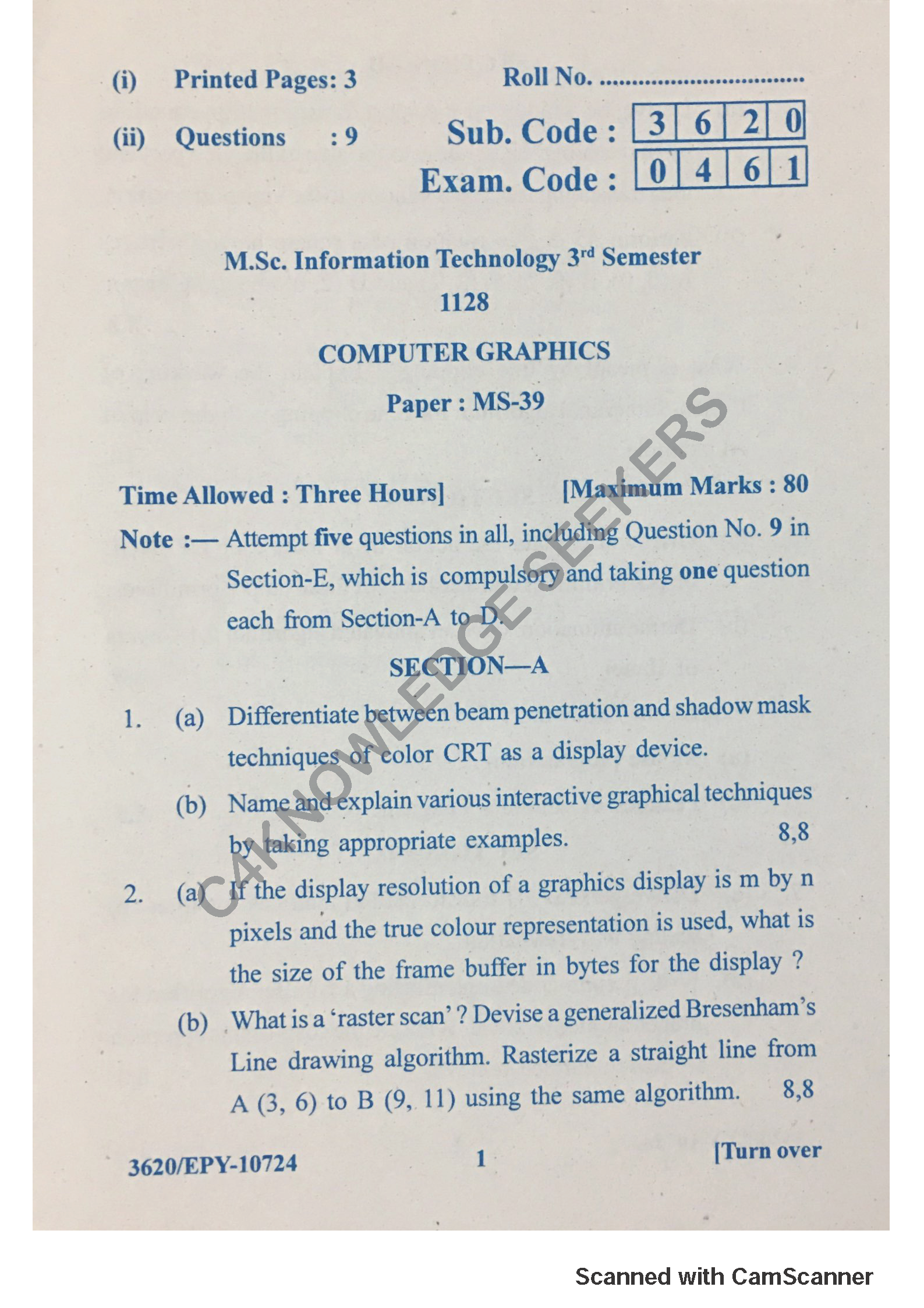 Question Paper 2018