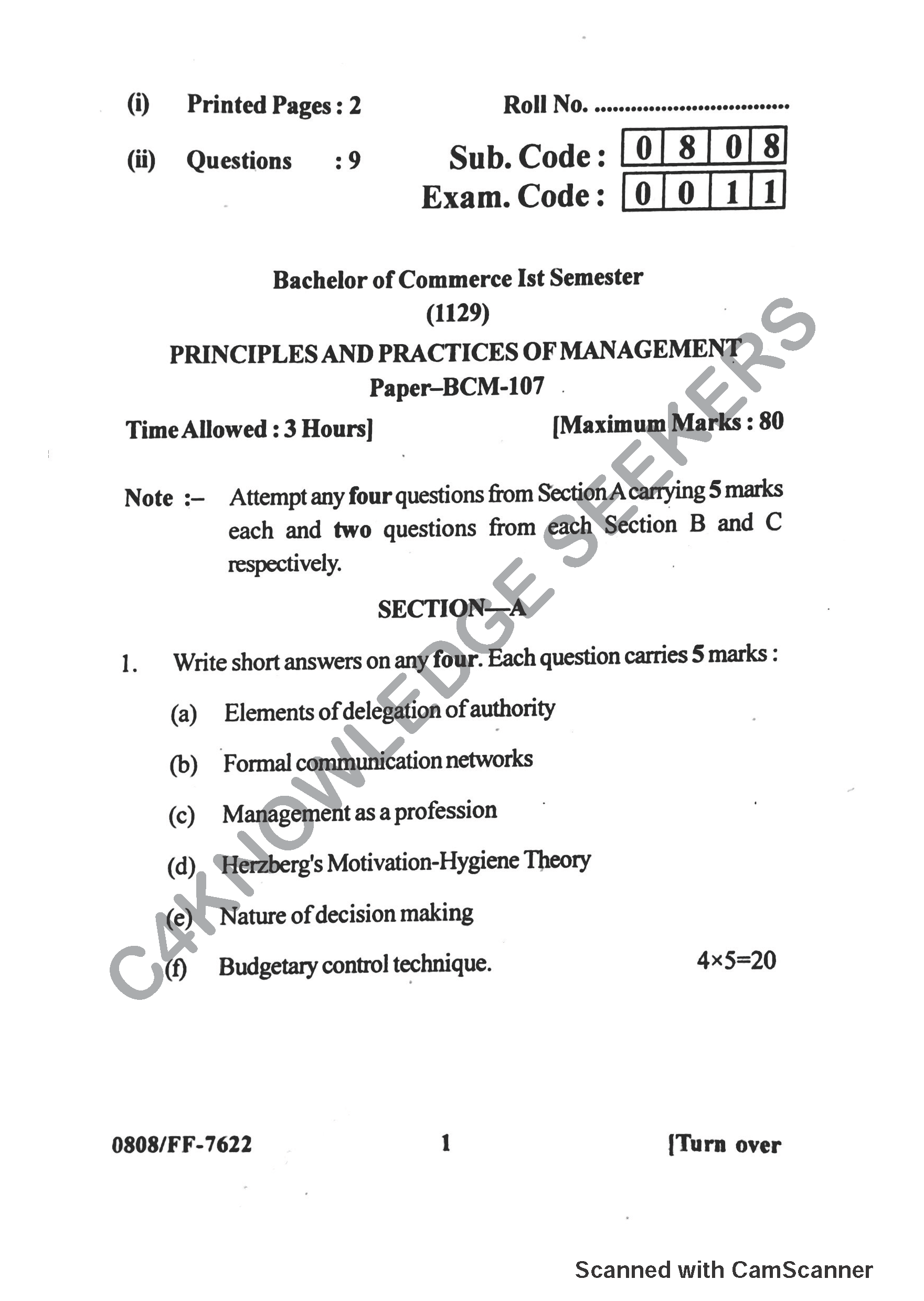 Question Paper 2019