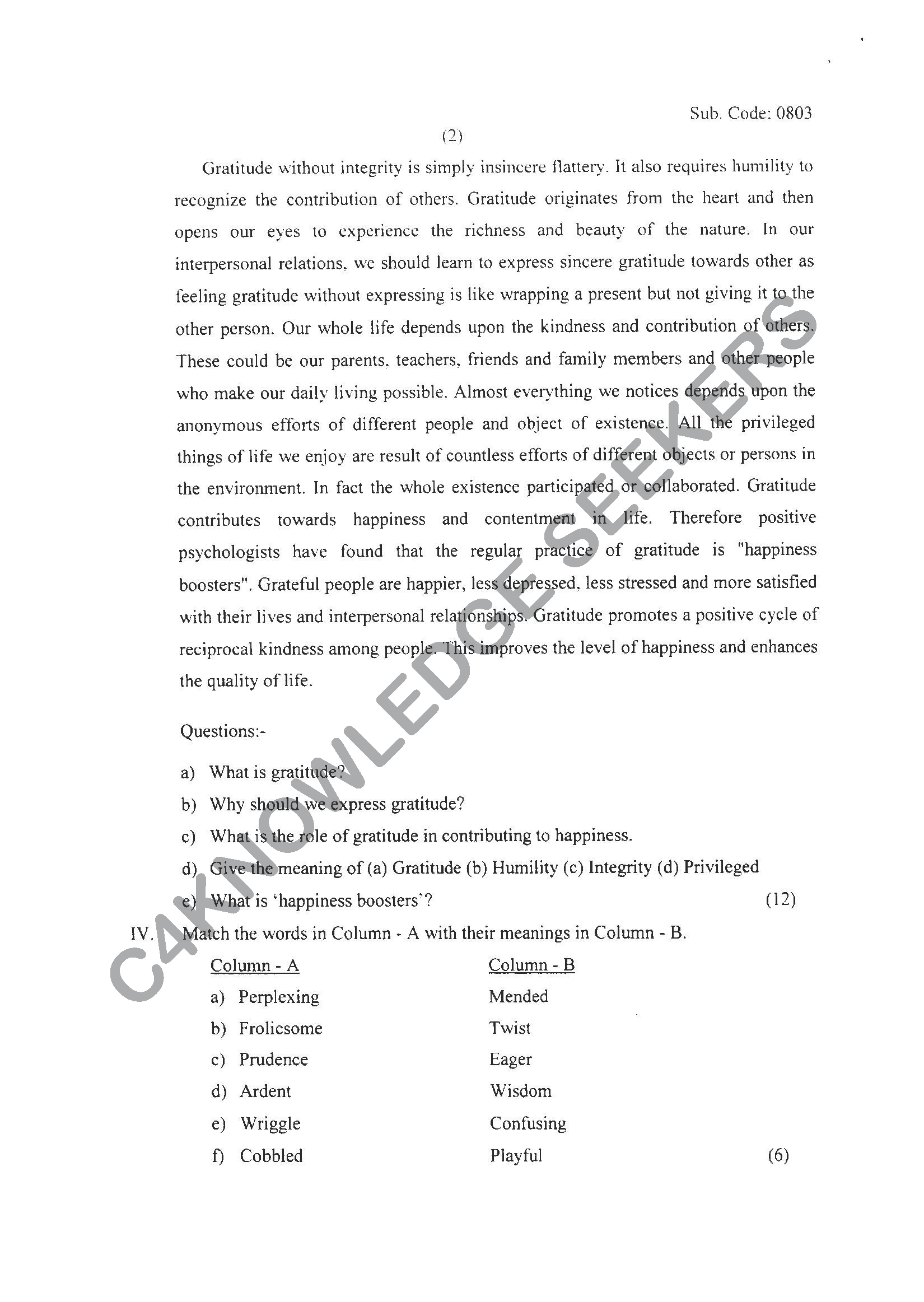 Question Paper 2021