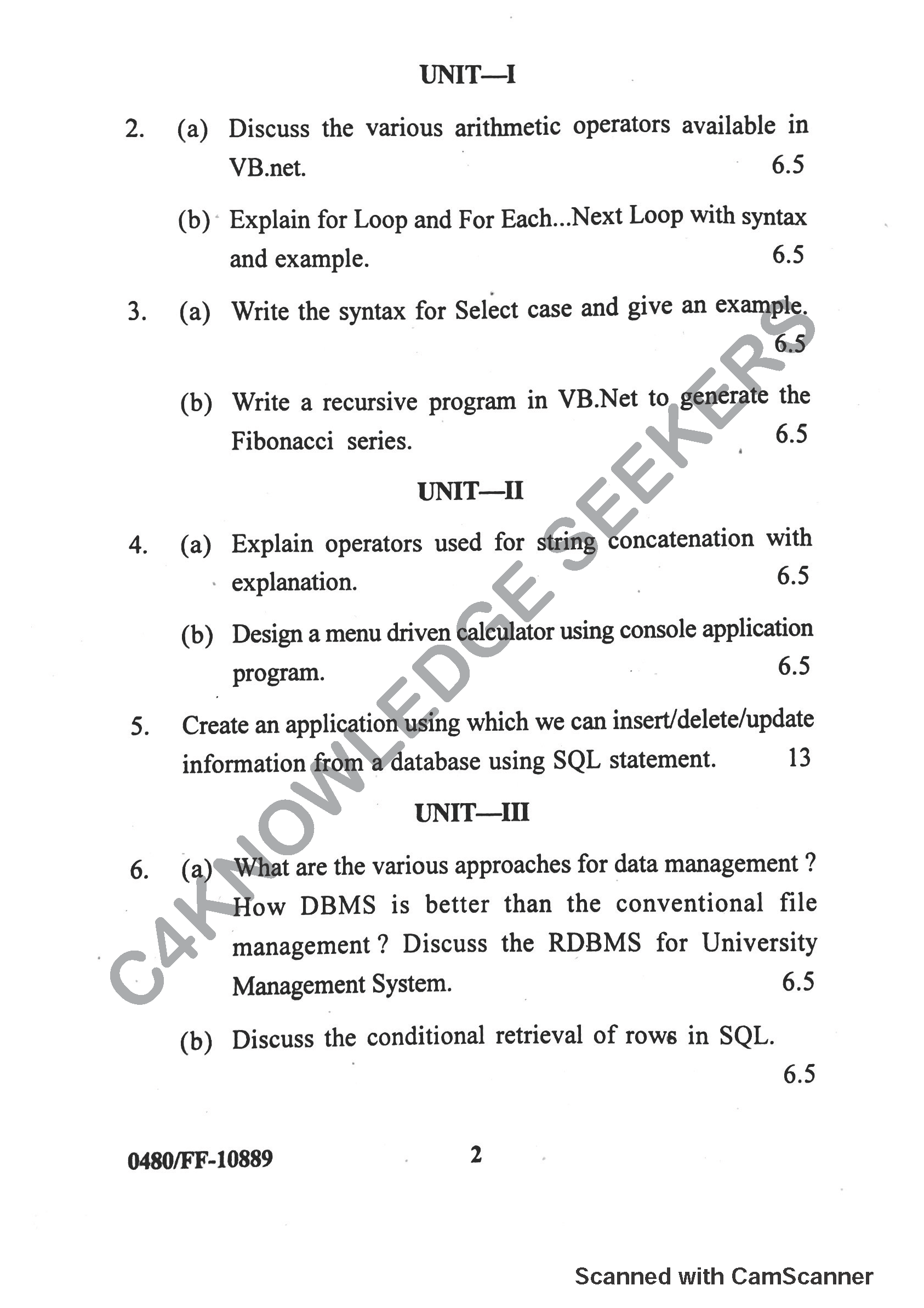 Question Paper 2019