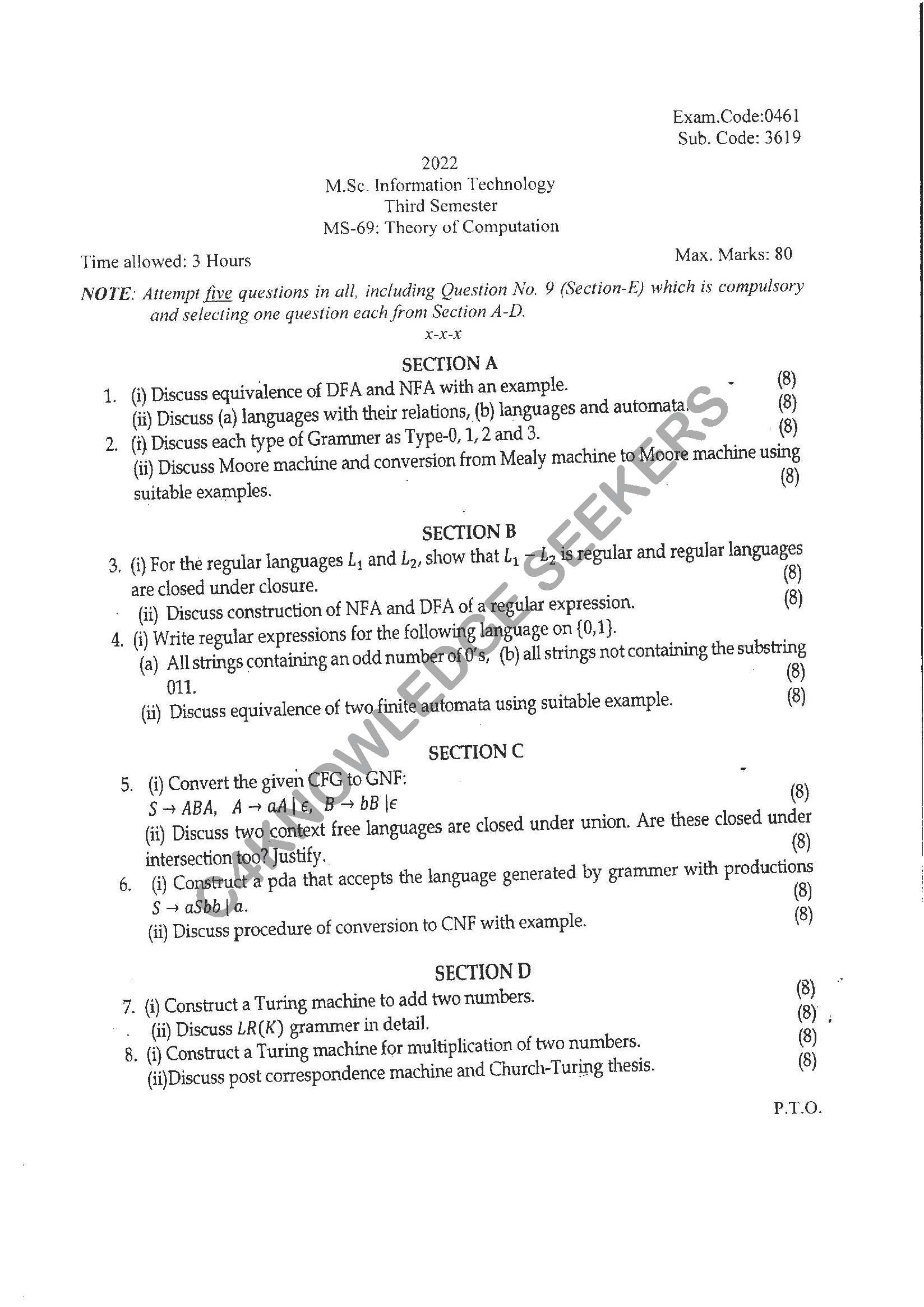 Question Paper 2021