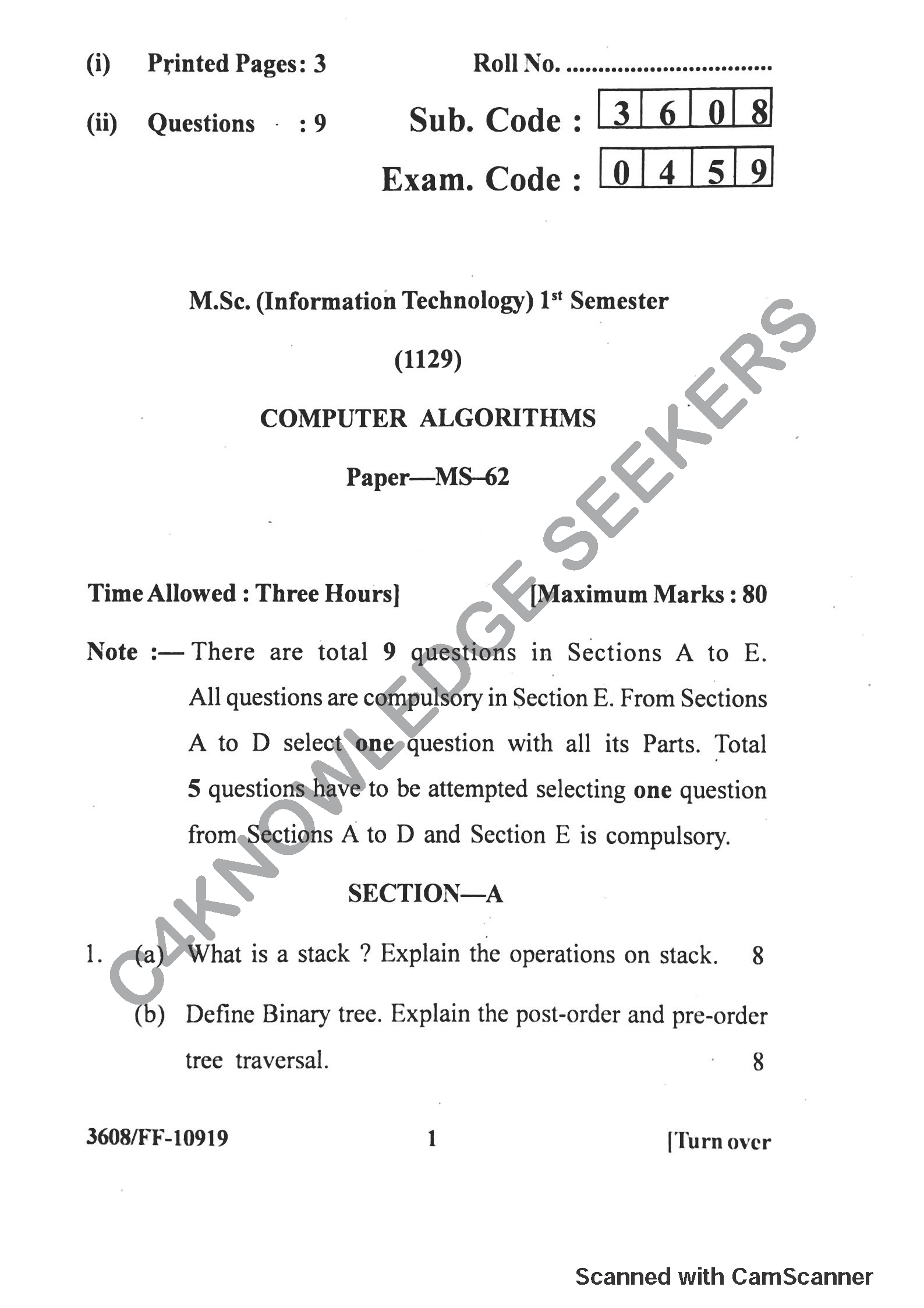 Question Paper 2019