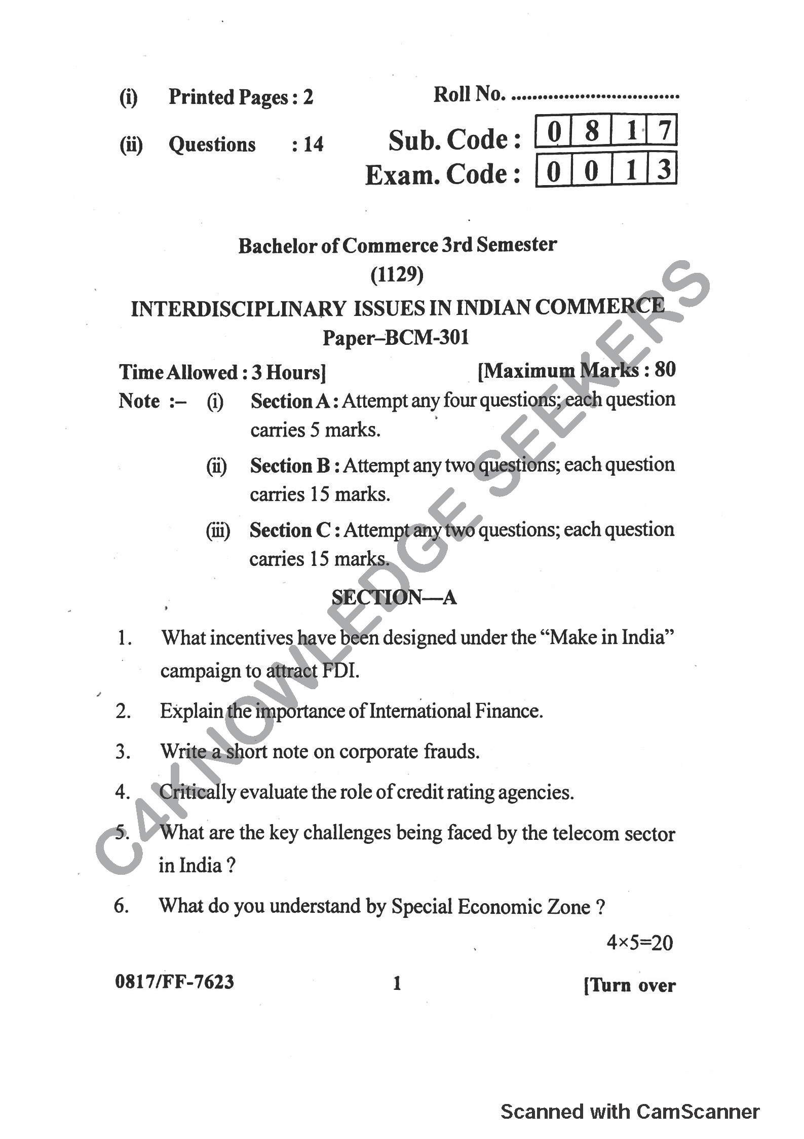 Question Paper 2019