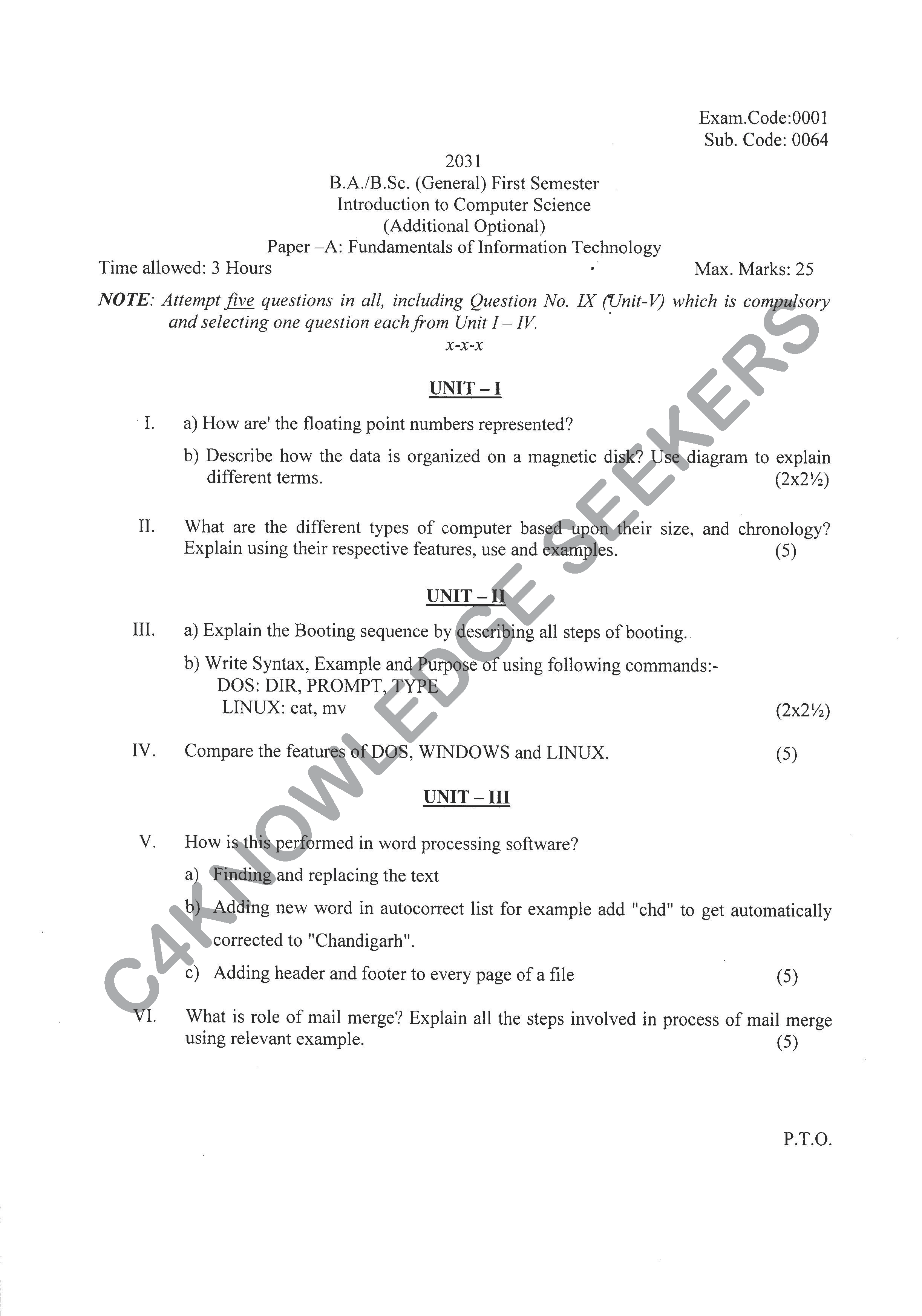 Question Paper 2020