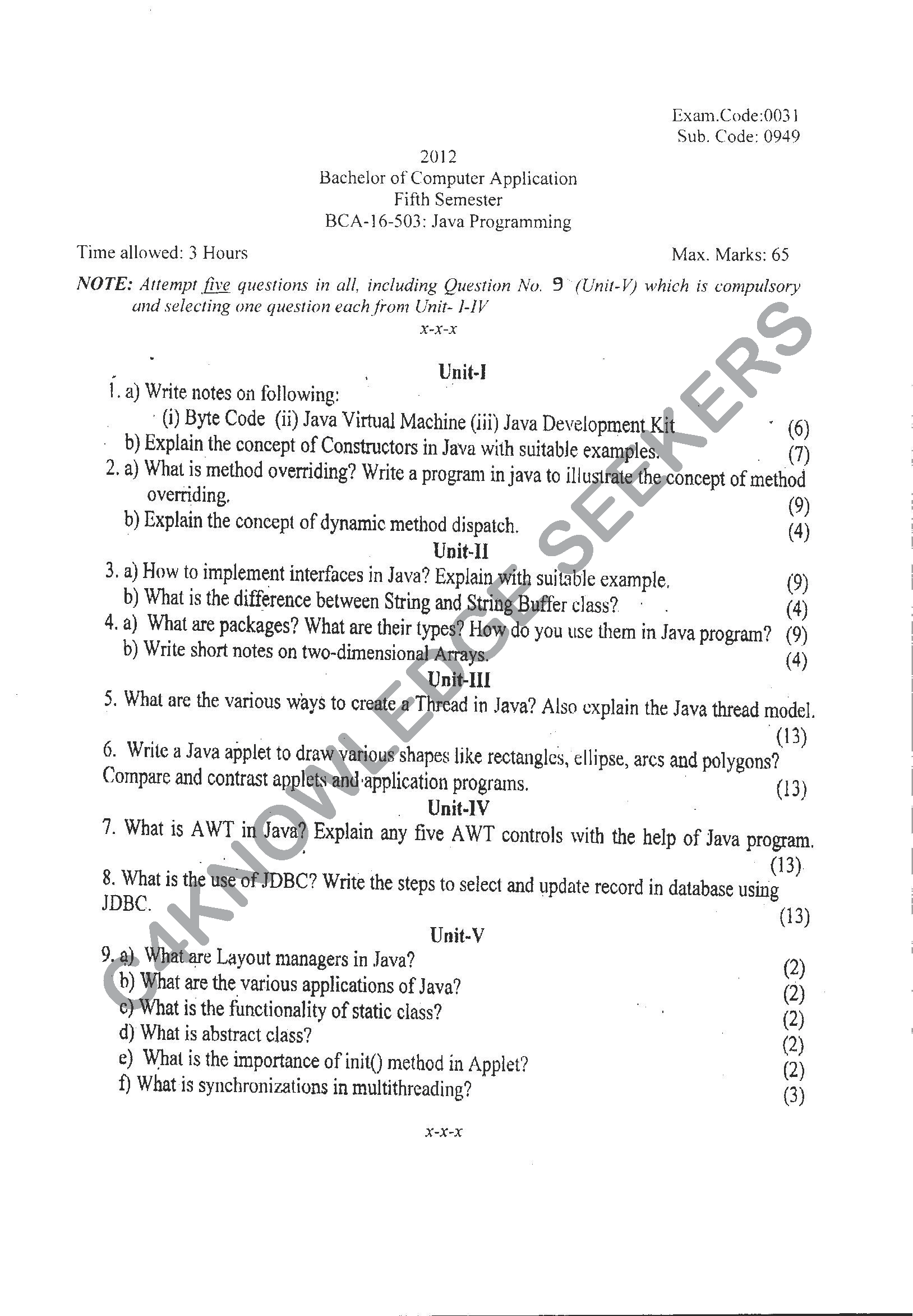 Question Paper 2021