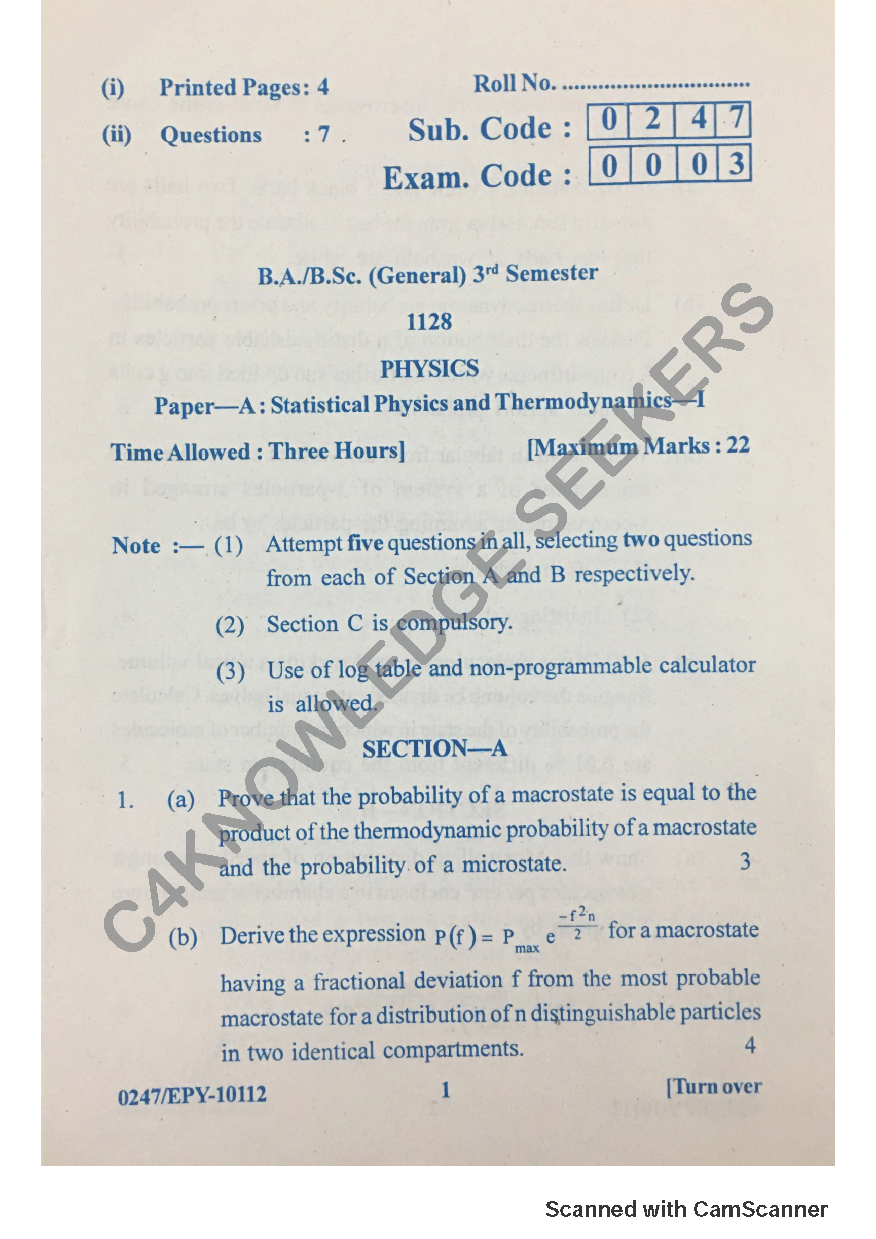 Question Paper 2018