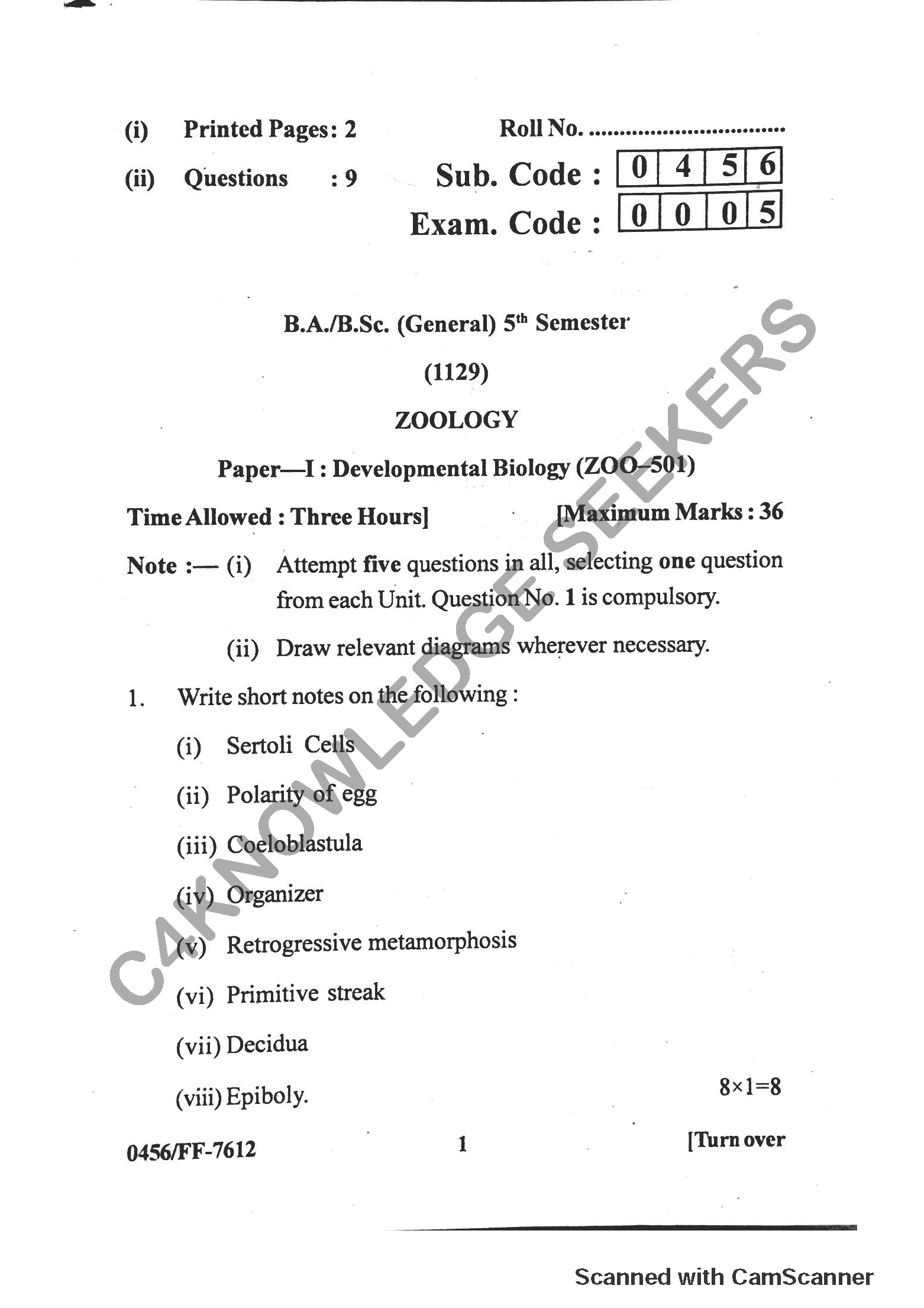Question Paper 2019