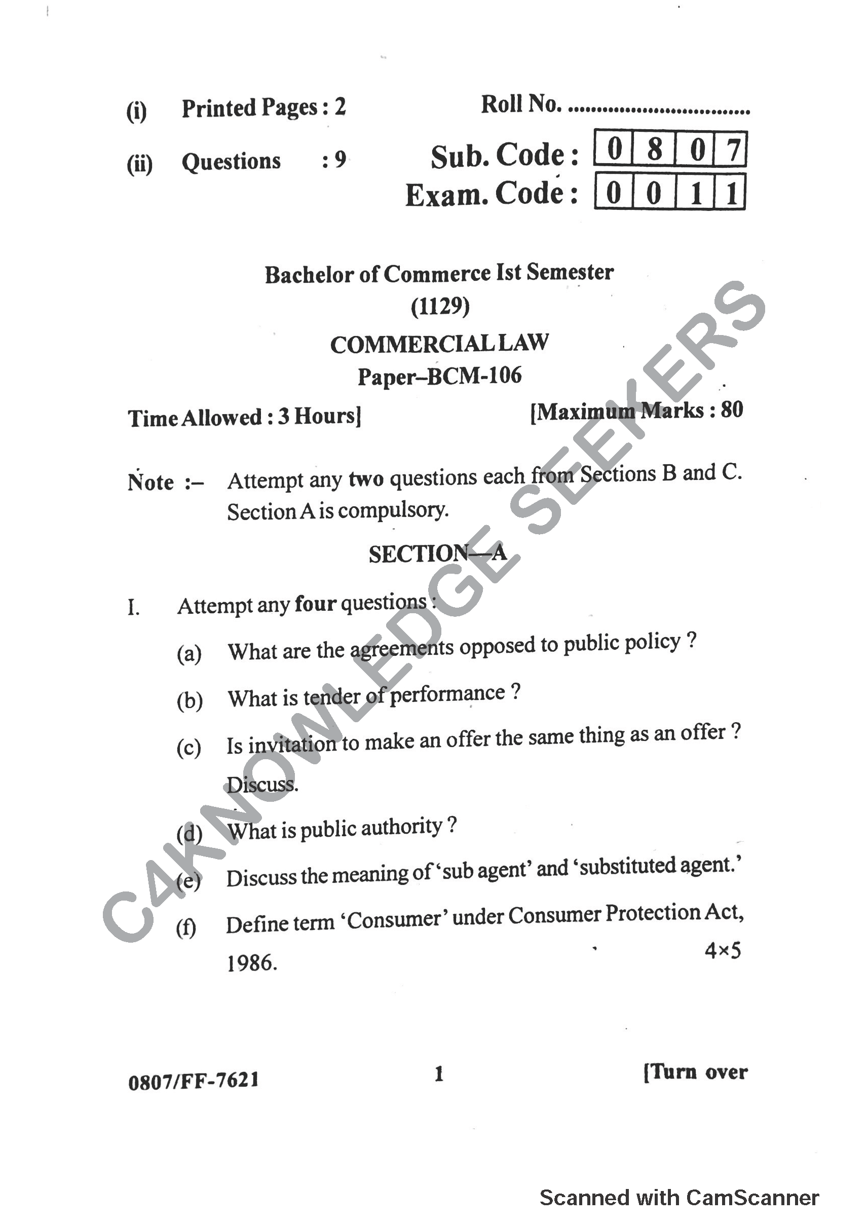 Question Paper 2019