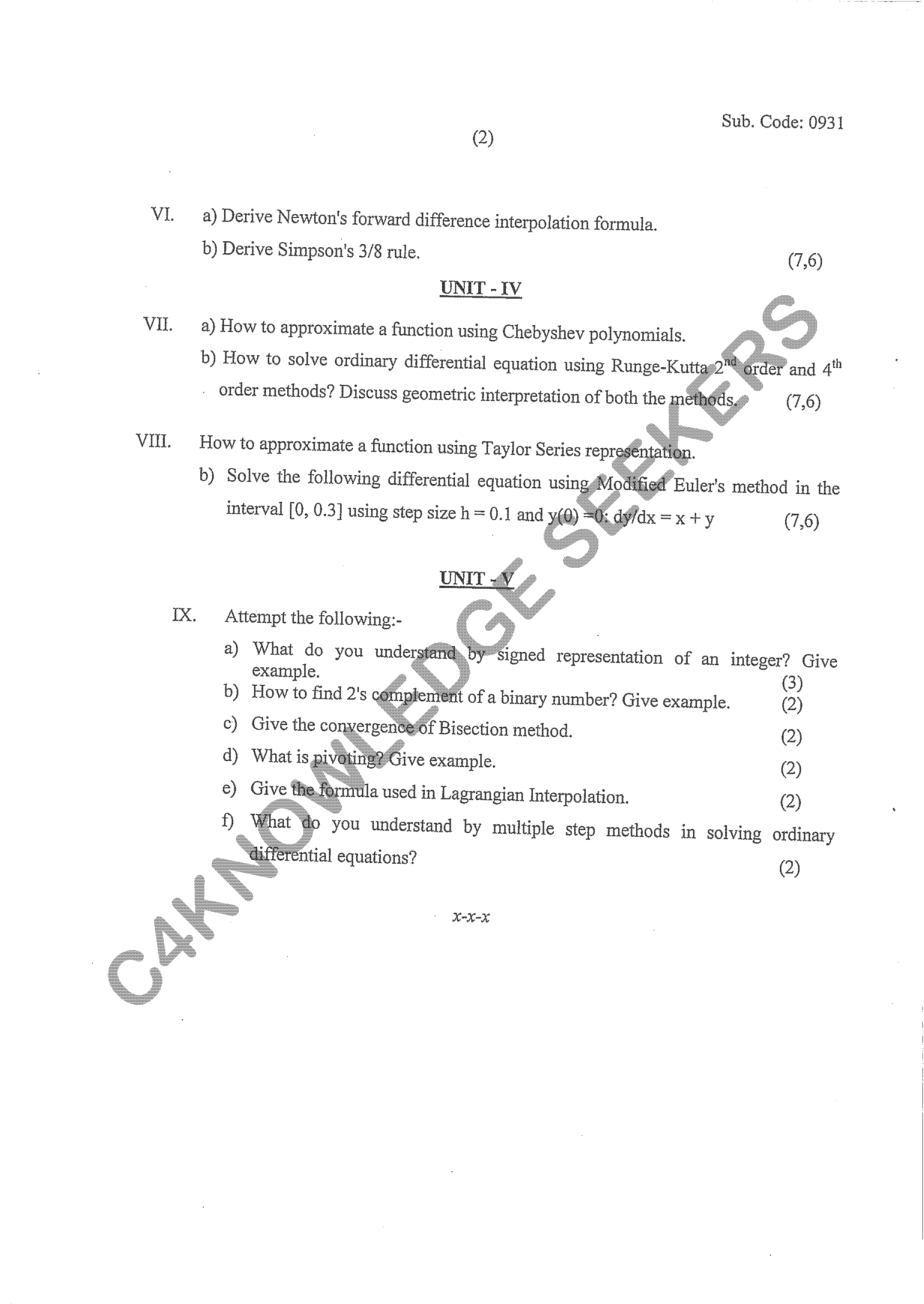 Question Paper 2020
