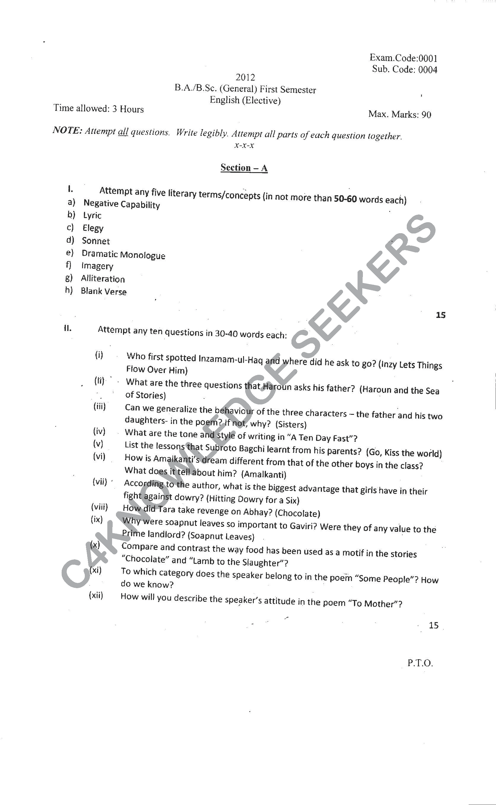 Question Paper 2021