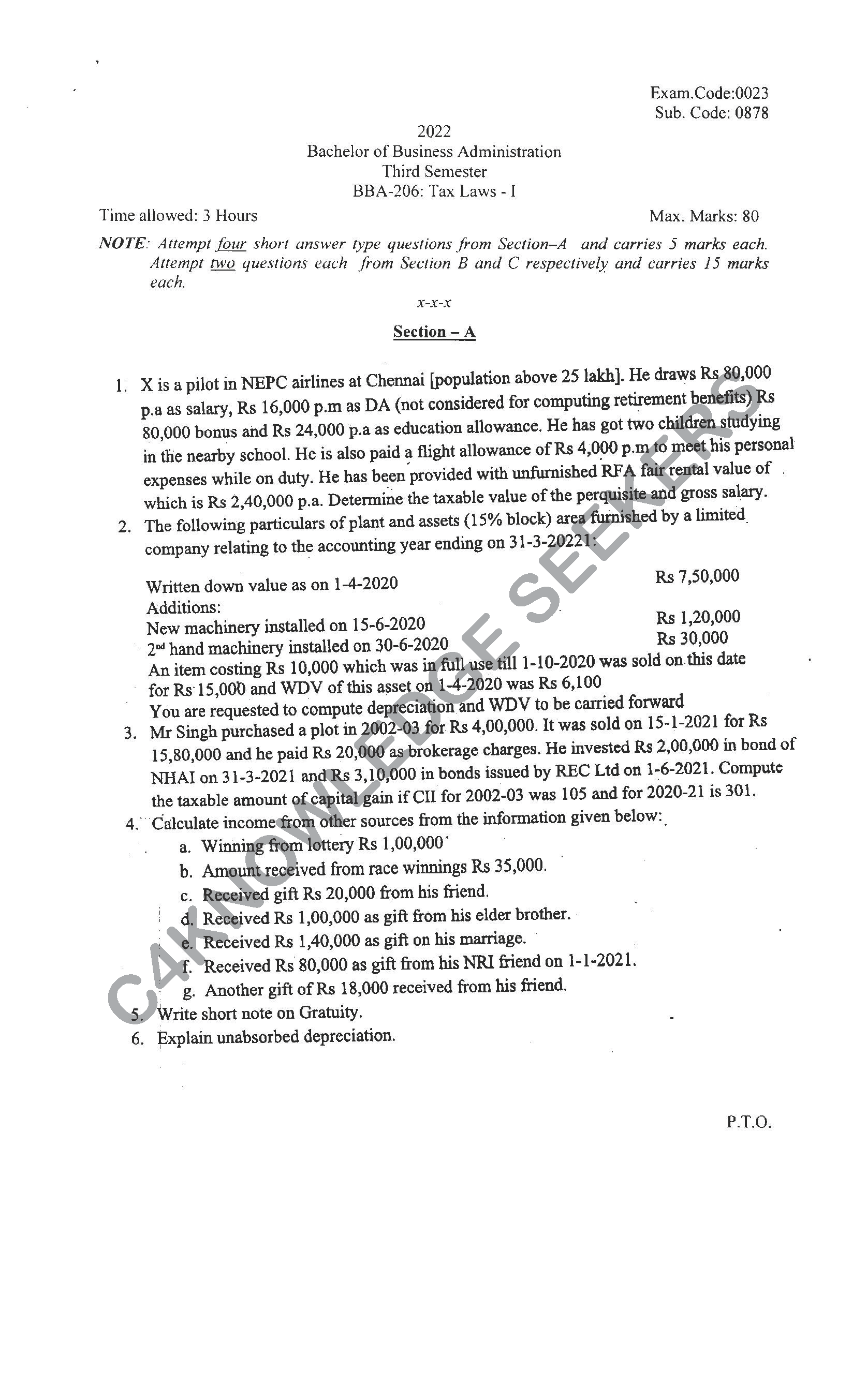 Question Paper 2021