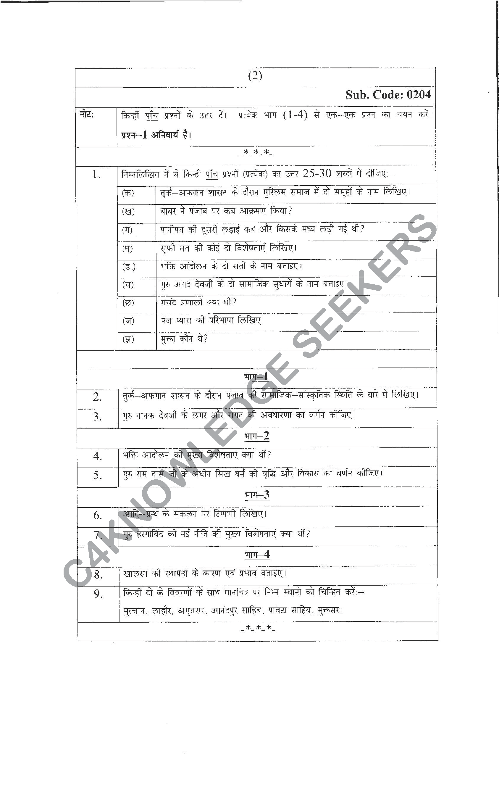 Question Paper 2021