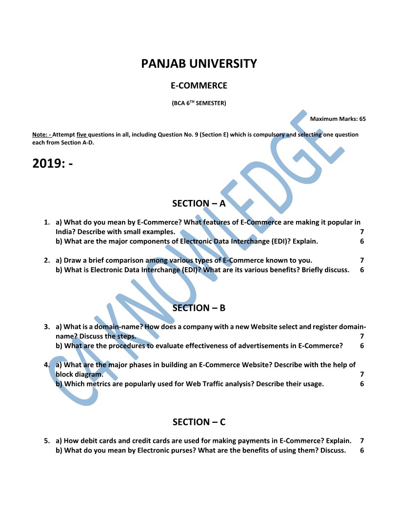 Question Paper 2019