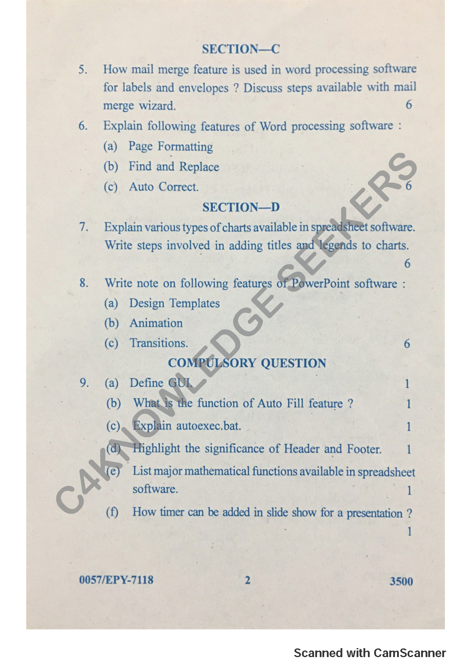 Question Paper 2018